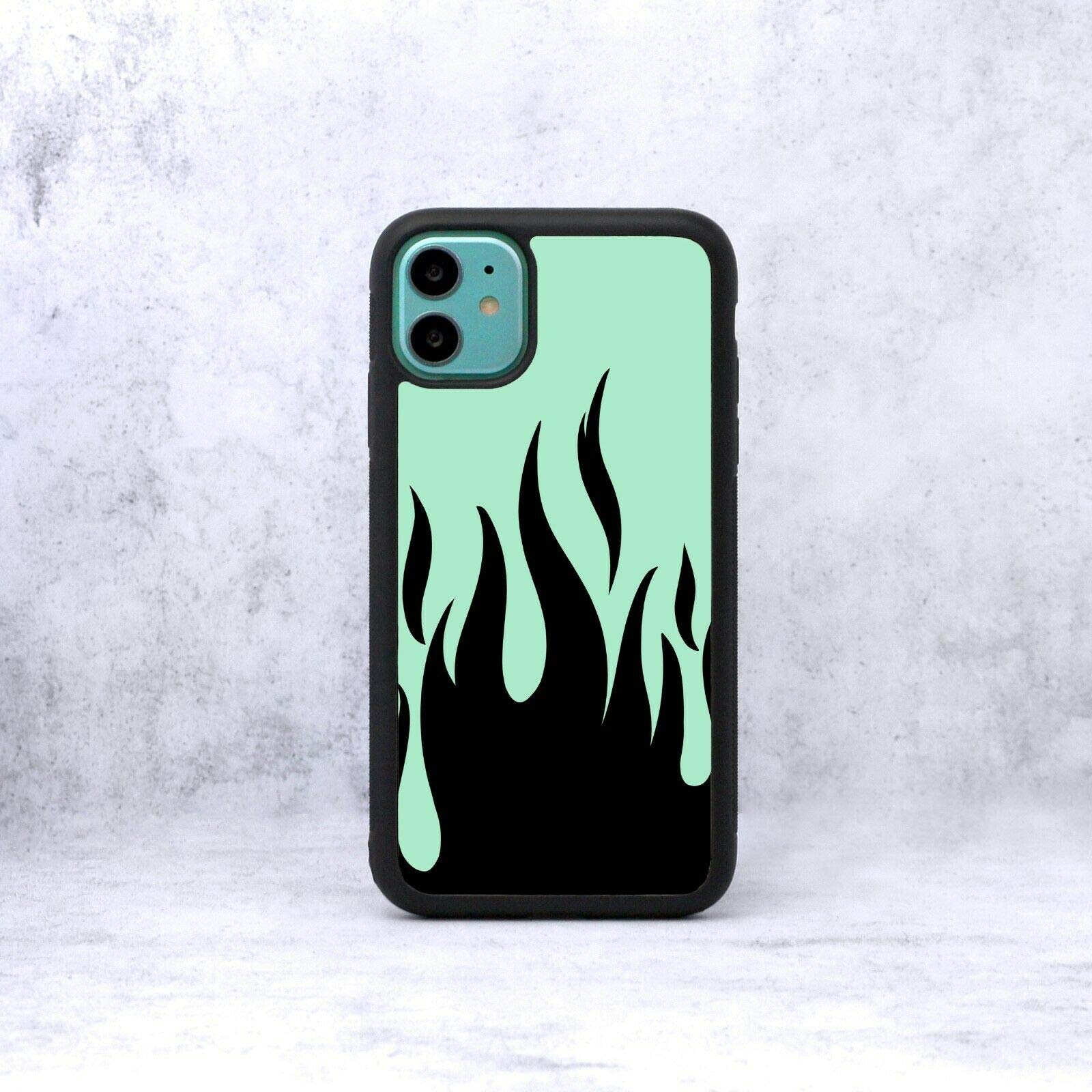 Neon Flames Phone Case/Cover Compatible with iPhone 7/8 / SE 2020 Green