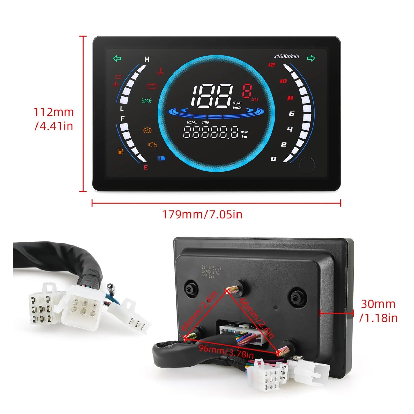 Moto Odómetro Tacómetro Velocímetro Universal para Motocicleta De 12 V, RPM, 199 Km/h, LED Digital Ajustable, con Temperatura, Marcha Km/con Sensor