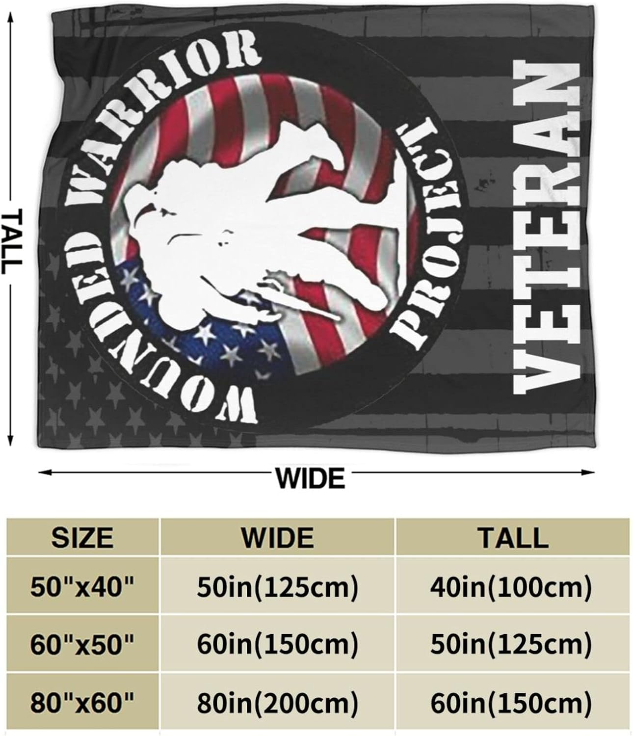 Us-Wounded-Warrior-Project Throw Blanket Fleece Blanket Bed Sofas Warm Throw Blanket All Season Warm 80"X60" Blanket