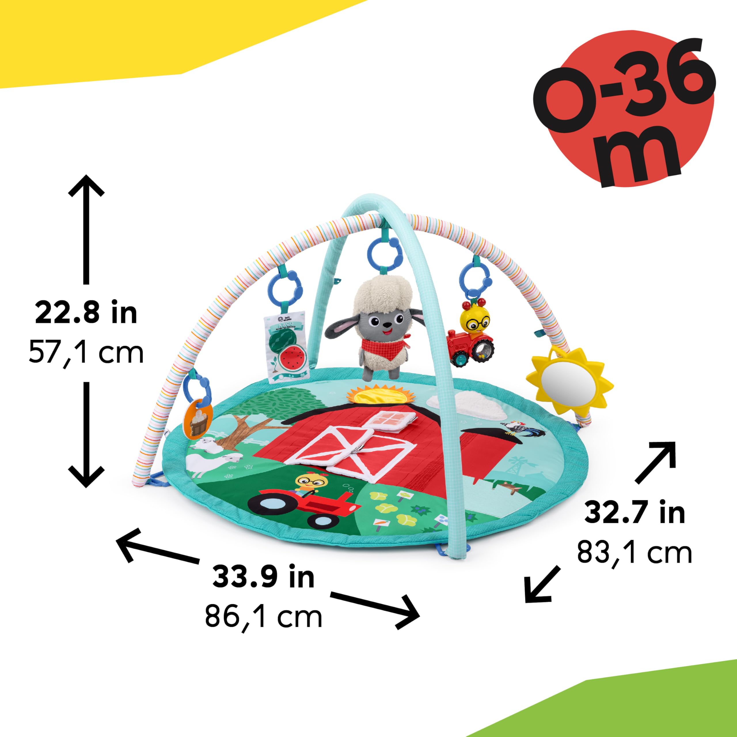 Baby Einstein Tapis d'Éveil Happy Harvest Explorateurs de la Ferme – Avec 5 Jouets Amovibles et +20 Mélodies & Sons, Dès la Naissance