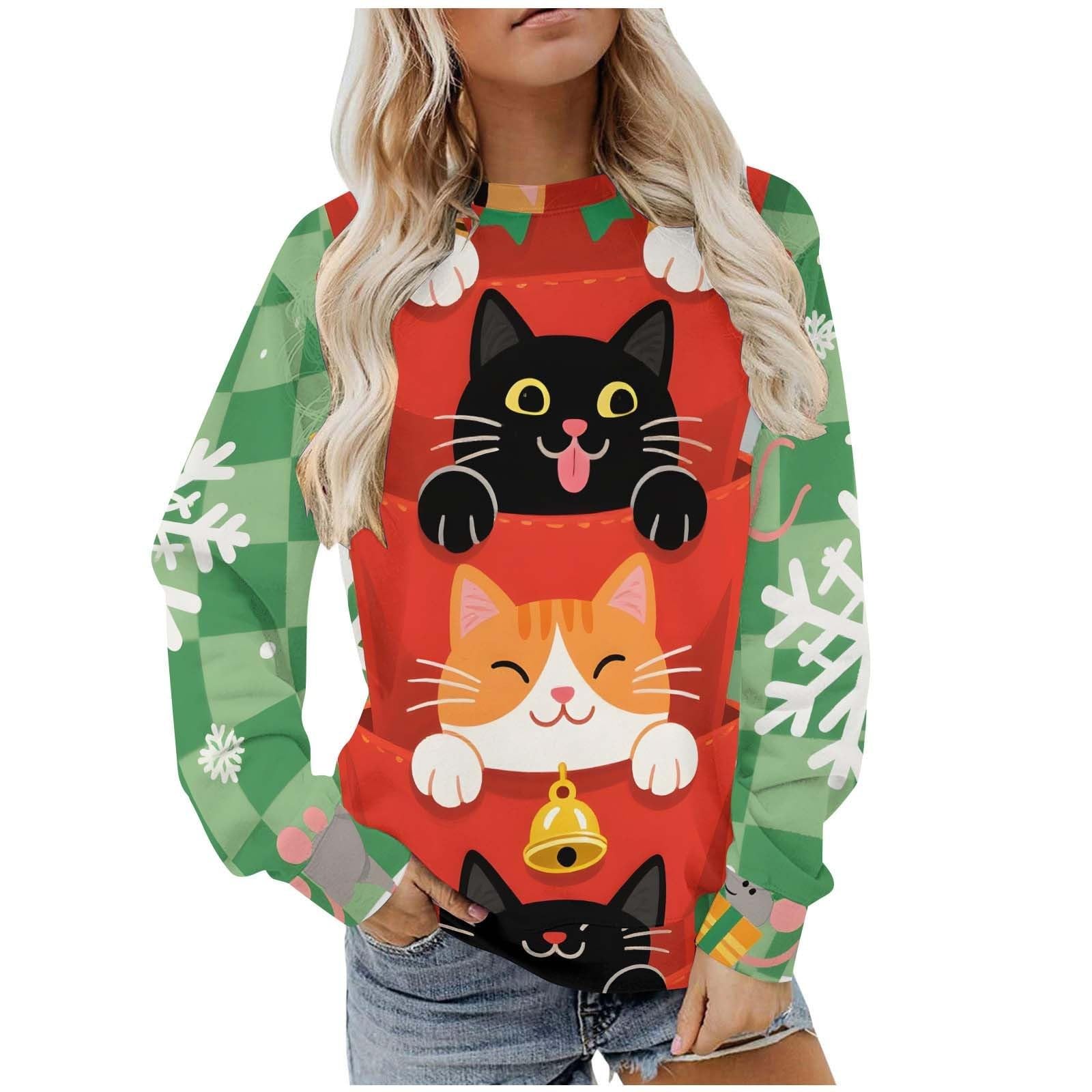 Sudadera clásica de forro polar para mujer, diseño de Papá Noel, cuello redondo, manga larga, disfraz de mujer