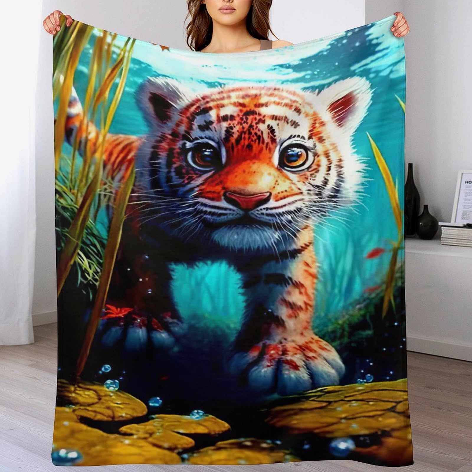 Couverture tigre plaid chaud anti-froid pour grand canapé