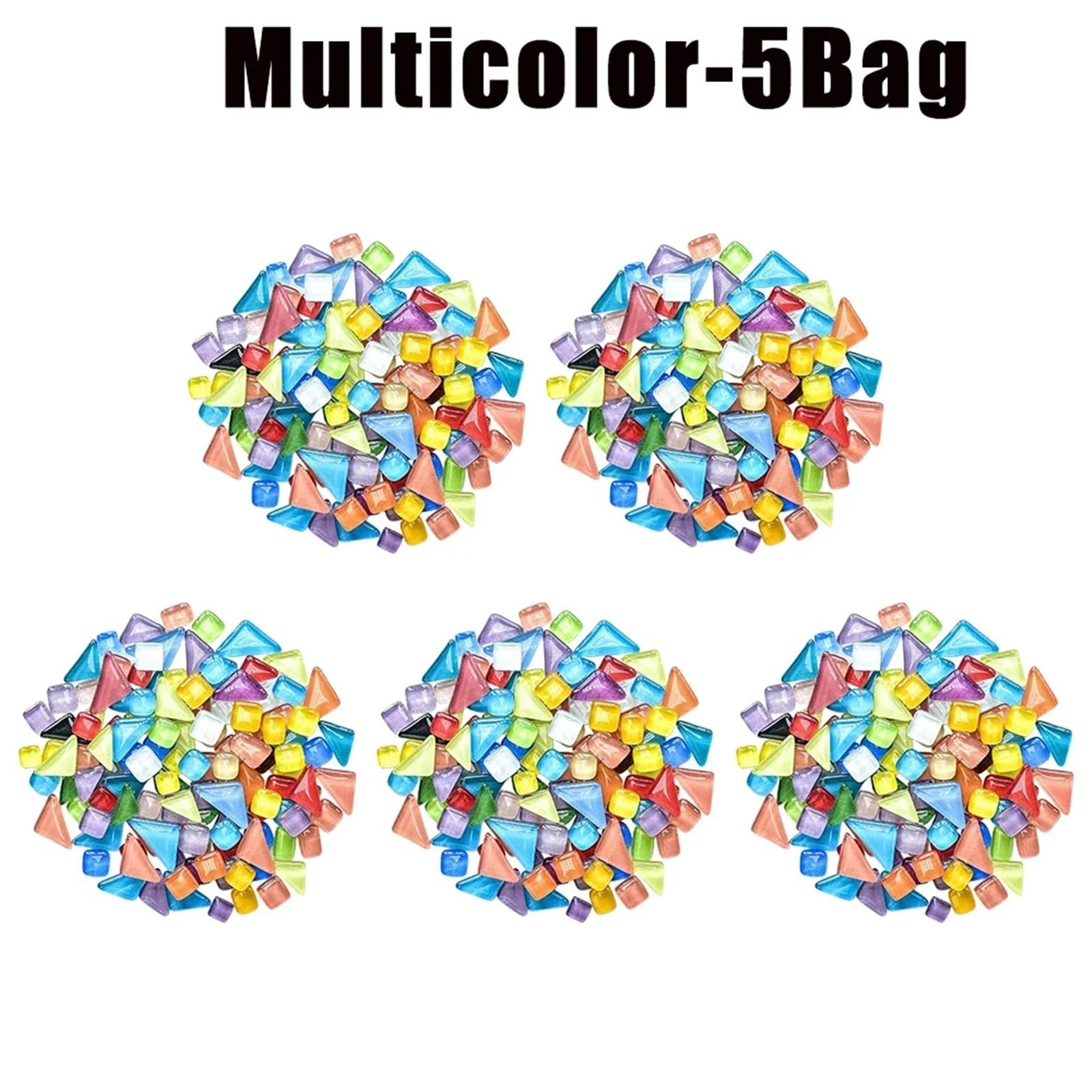 Azulejos de mosaico para manualidades, pasatiempos de arte, piezas de mosaico colorido de cristal a granel, azulejos de cerámica, material (200 g, 5 bolsas)