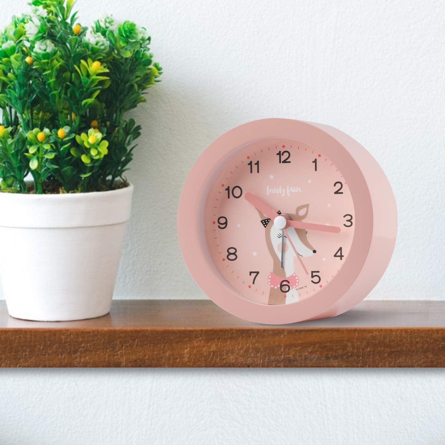 Juboos Despertador, Despertador Infantil simulado, Bonito Reloj Alarma Infantil, Alarma silencioso para niños y niñas con luz Nocturna (Rosa)