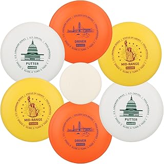 Disc Golf Starter Discs Set | U.S. Landmark Series | 150 Class, 145-150g | PDGA Approved | Include 2*Driver 2*Mid-Range 2*Putter 1*Mini Marker