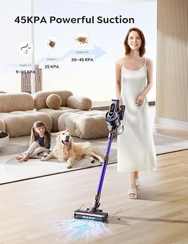 Miniatura 3 de Cordless Vacuum Cleaner, 550W 45Kpa Vacuum Cleaners for Home with 5 Suction Modes, Vacuum Cleaner with Max 60Mins, Stick Vacuum Cordless for