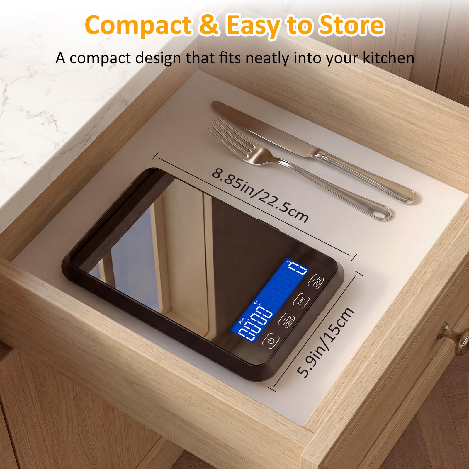 Letron Báscula de cocina de alta precisión para pan de masa madre, 7 unidades integradas, función de sincronización y tara, báscula de cocina digital recargable para alimentos, hornear, cocinar