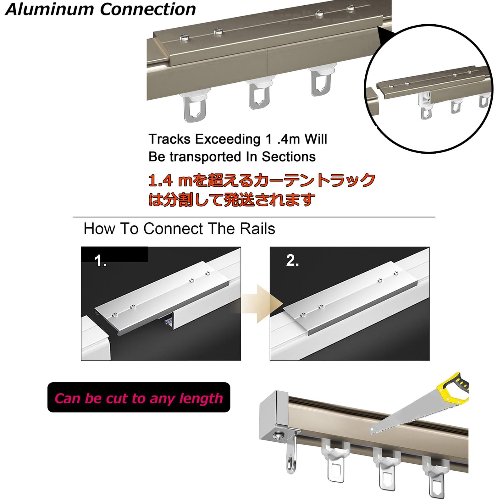V3VOGUE Rail De Rideau De Plafond en Aluminium 0.5m/1m/3m/6m, Pas Facile À Rouiller, Système De Rail De Rideaux Coulissant Multi-usages pour Séparateur De Pièce Douche Salon Chambre