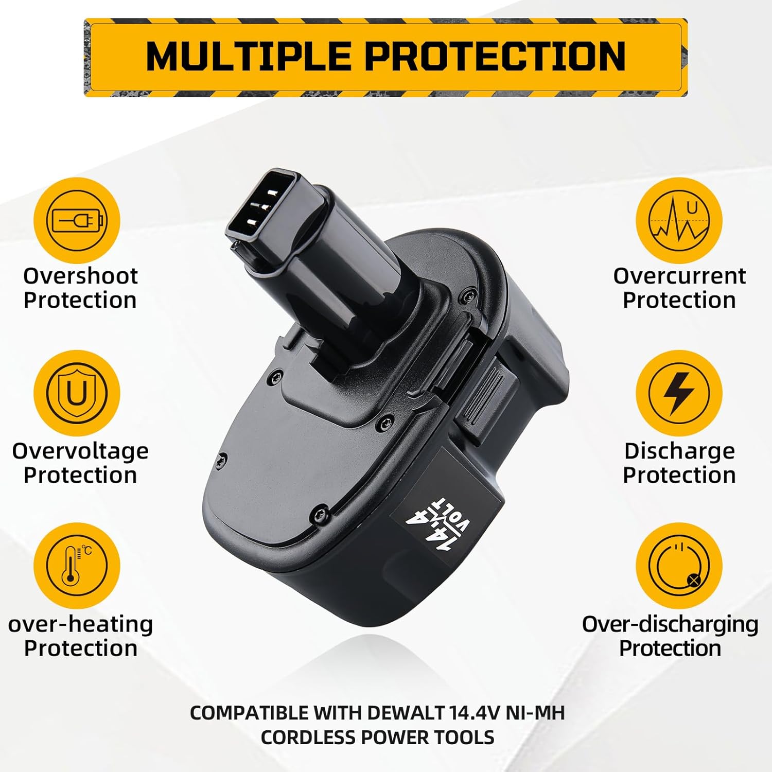LUMSING 2Pack DC9091 4.8Ah Ni-MH Replacement for Dewalt 14.4V Battery Compatible with Dewalt Battery DC9091 DW9091 DW9094 DE9091 DE9092 DE9038 Cordless Power Tools