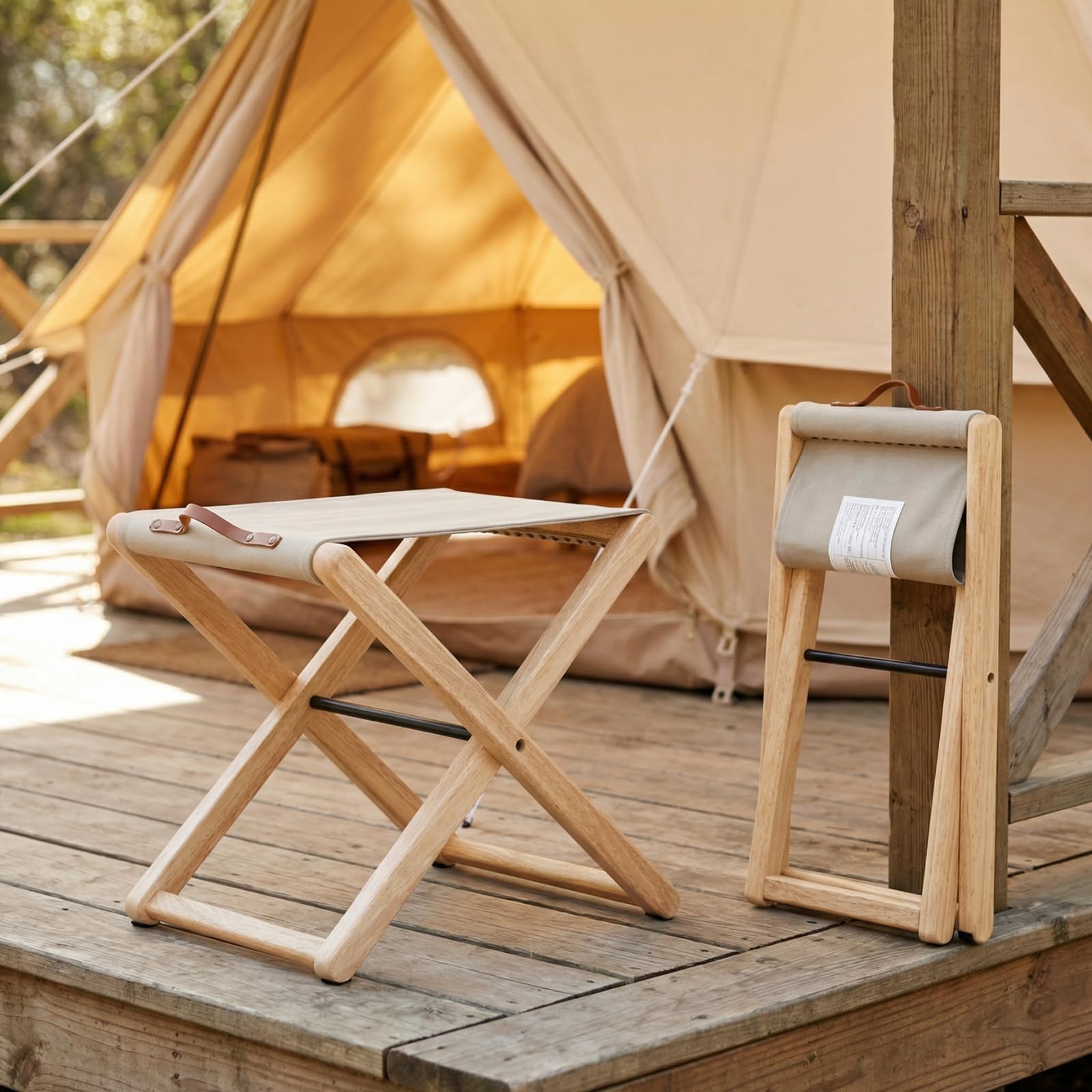 Amazon.com: QUINJAY Wood Folding Camping Stools Set of 2, 18.5