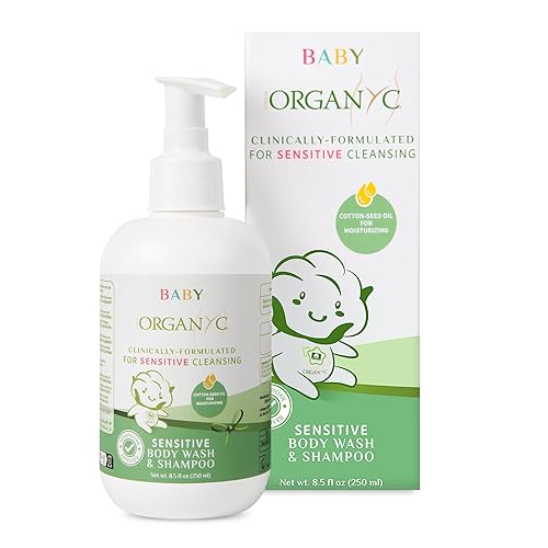 Organyc Champú para bebés y gel de baño con aceite de semilla de algodón que nutre la piel, gel de baño suave para niños, productos esenciales para