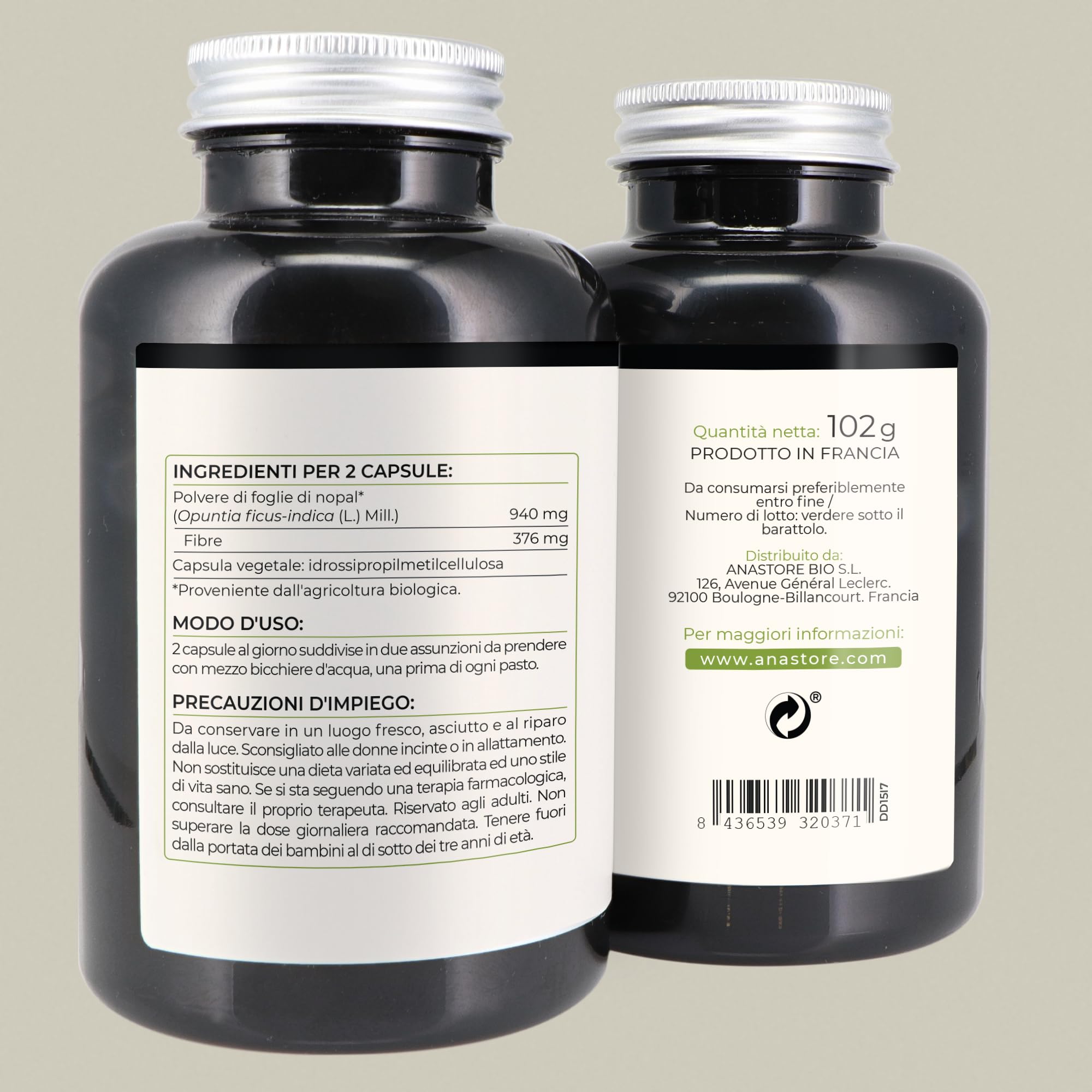 NOPAL BIOLOGICO * 470 mg / 180 capsule * Cardiovascolare (glucosa), Digestione, Peso (bruciagrassi, dimagrimento, fame)