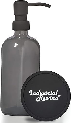 Dispensador de jabón de vidrio con bomba de metal color gris ahumado gris Black Pump 16 onzas