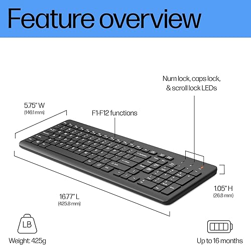 Miniatura 4 de Teclado inalámbrico HP 220 - Conectividad de 2.4 GHz con cifrado de datos - Teclas Chiclet de bajo perfil - WinMac - Compatible con laptop, PC -