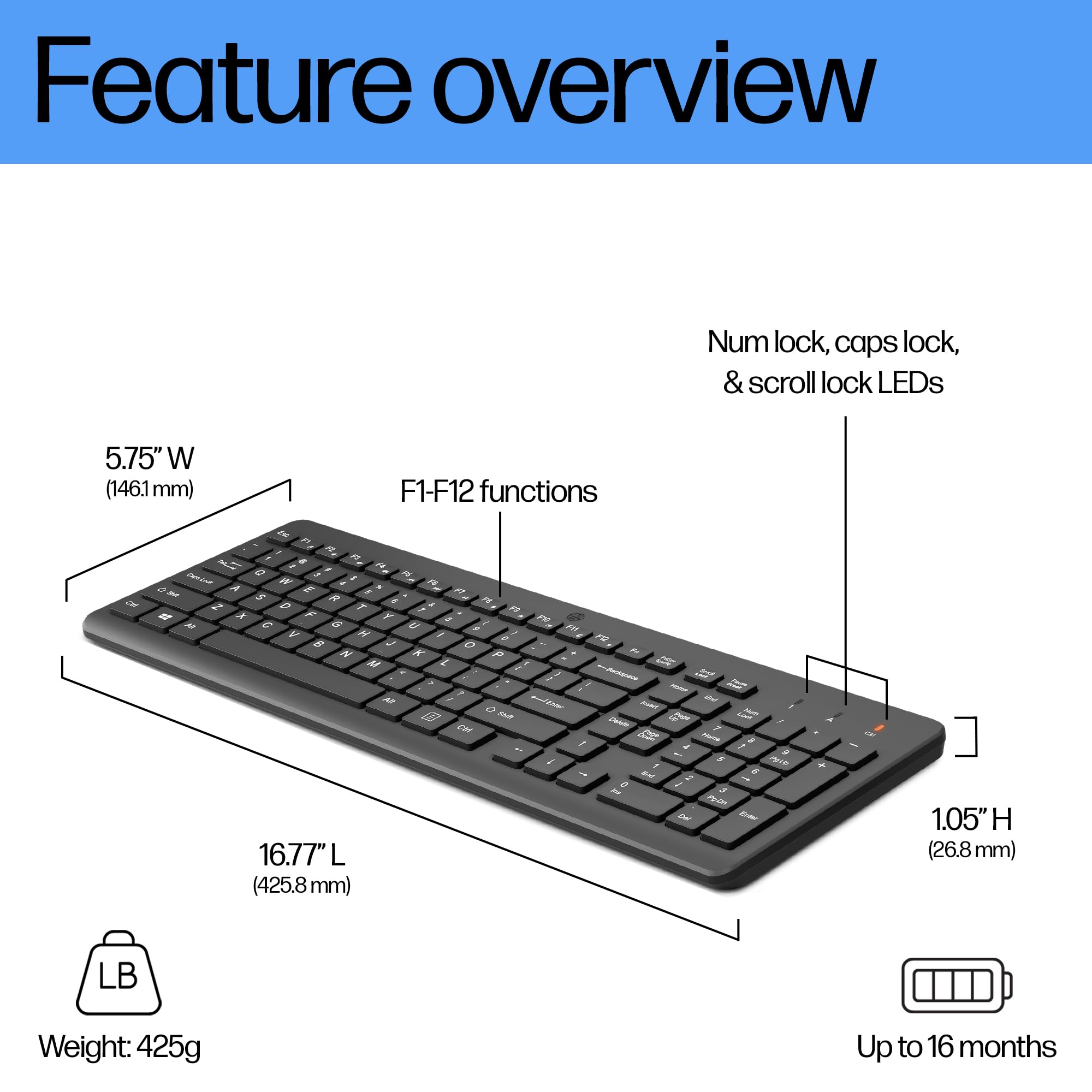 Amazon.com: HP 220 Wireless Keyboard - 2.4GHz Connectivity w