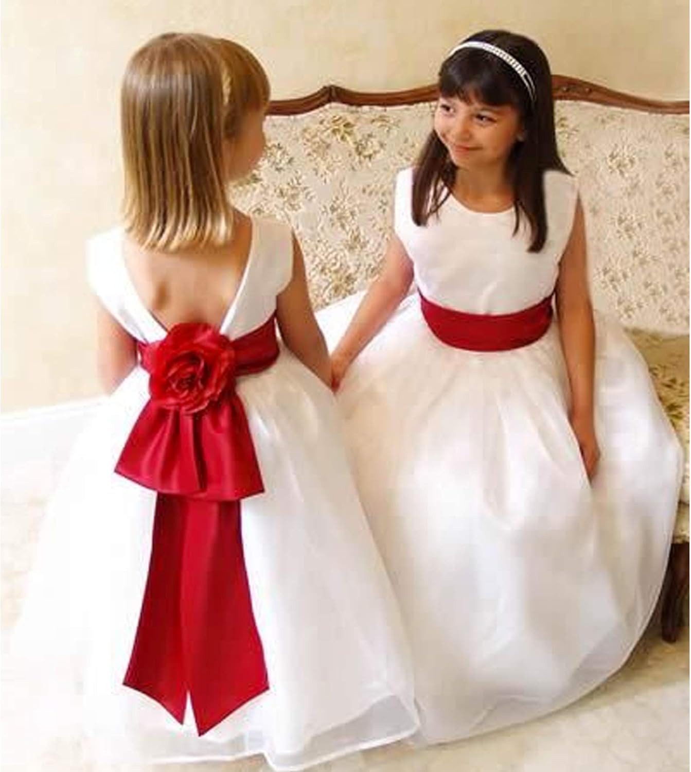 VATIN Double Face Red Satin Ribbon 4 Continuous 5 Yards,Red Polyester Fabric Ribbon use for Bows Bouquet, Gift Wrapping, Floral Arrangement Wedding Decoration