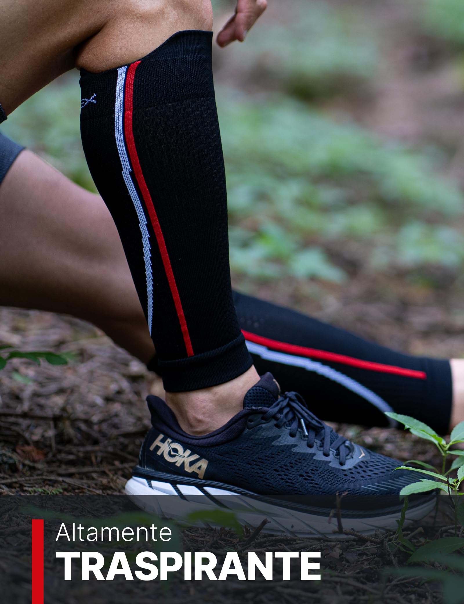 BIOTEX Gambale Booster a Compressione Graduata Pre e Post Attività Sportiva, Fascia per Polpaccio Traspirante, Nero