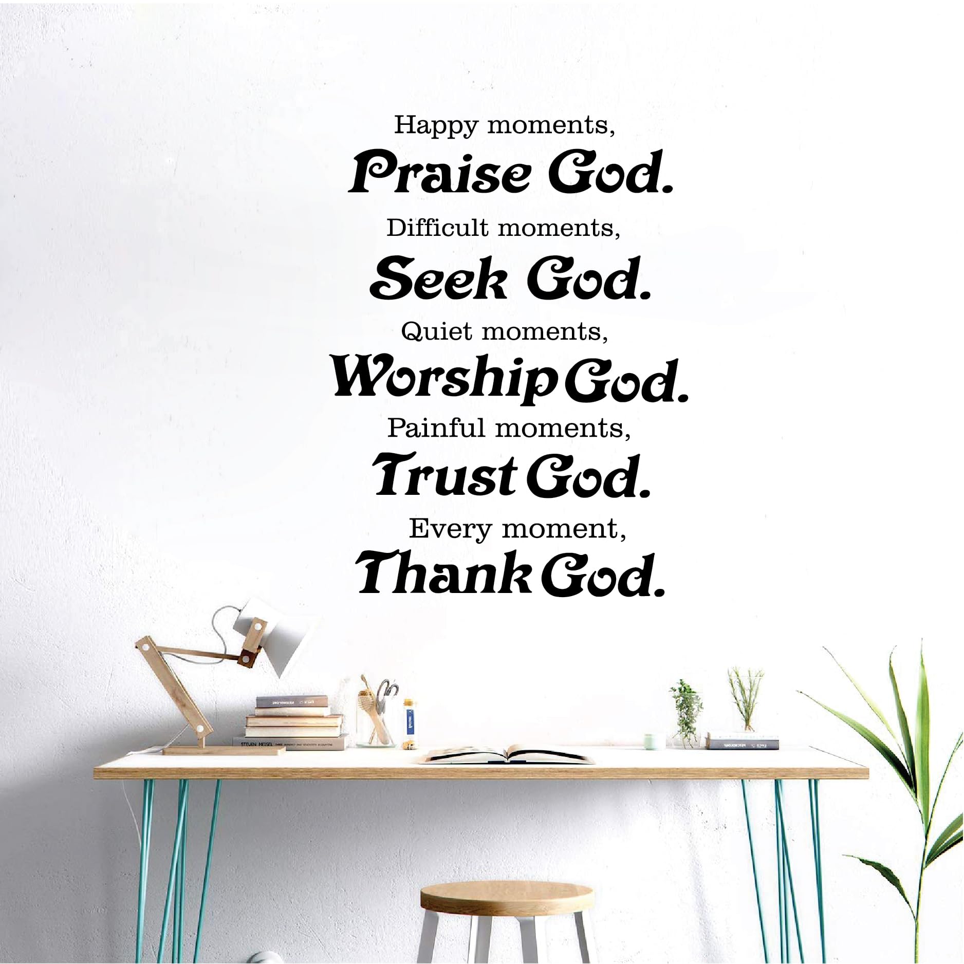 SIGNOOGLE Happy Moment Praise God Bible Quotes Wall Sticker for Home Bedroom Hall Living Room House L x H 41 X 55 Cm-image-1