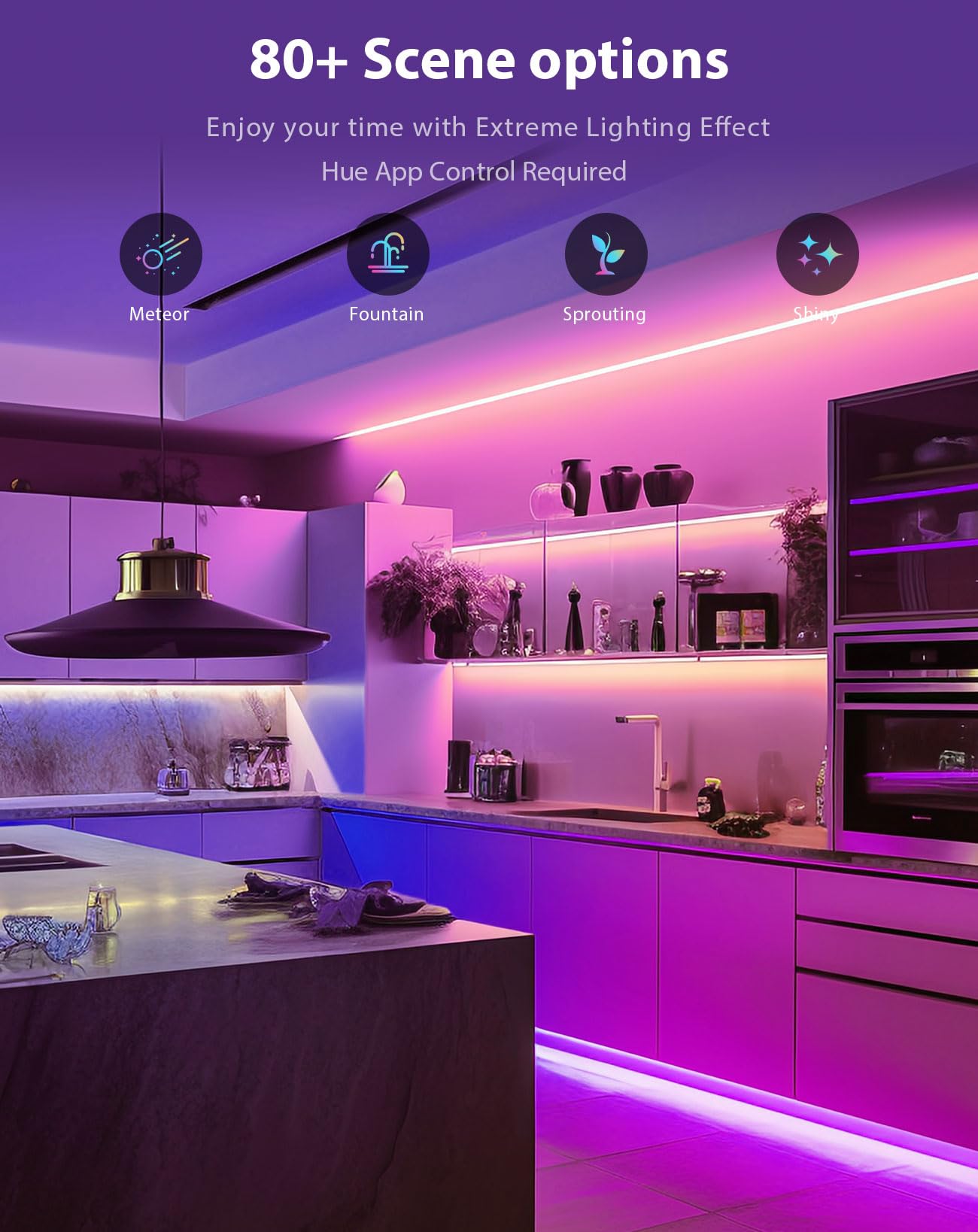 Fancylink Zigbee3.0 RGBCW Smart LED Strip Lights,1M/3FT Ambient LED Strip Light,16Million Colors Changing LED Light Strip for Bedroom