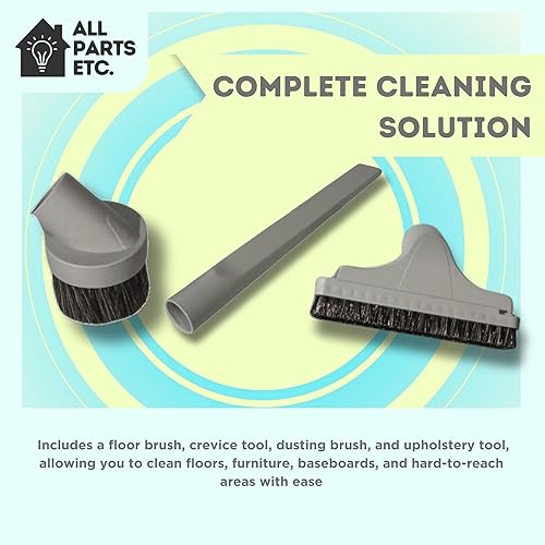 Miniatura 4 de Kit de accesorios de vacío gris de 1.25 pulgadas (1-38 pulgadas y 1-12 pulgadas), cepillo para piso y polvo, herramienta de tapicería y grietas,