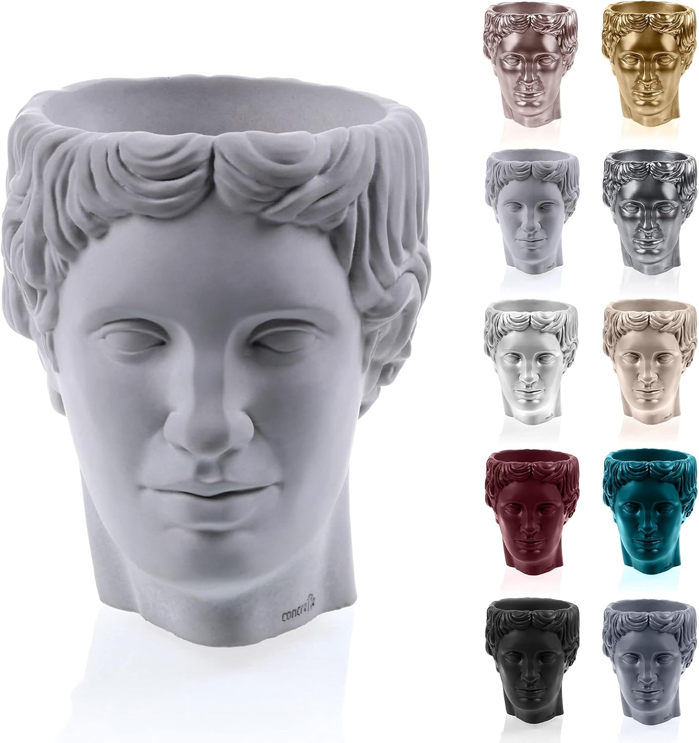 Hermes Concrete Flower Pot, Diameter 12 cm, No Colour, Cement Planter, Handmade in The EU