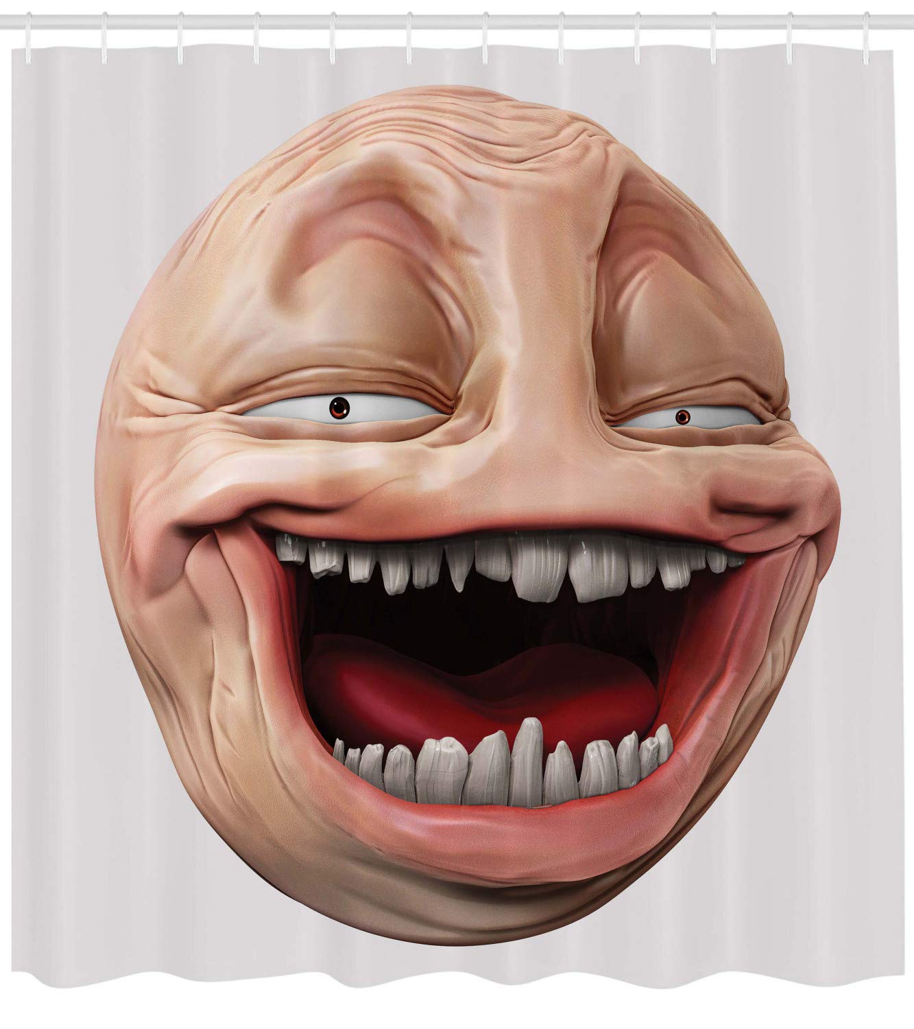 Amazon.com: Ambesonne 幽默浴簾,撲克臉Guy Meme 笑模擬人士Smug Stupid Odd Post Forum  圖形,布料浴室裝飾組附掛鉤,寬175.3 x 長77.8 公分,珍珠桃紅色: