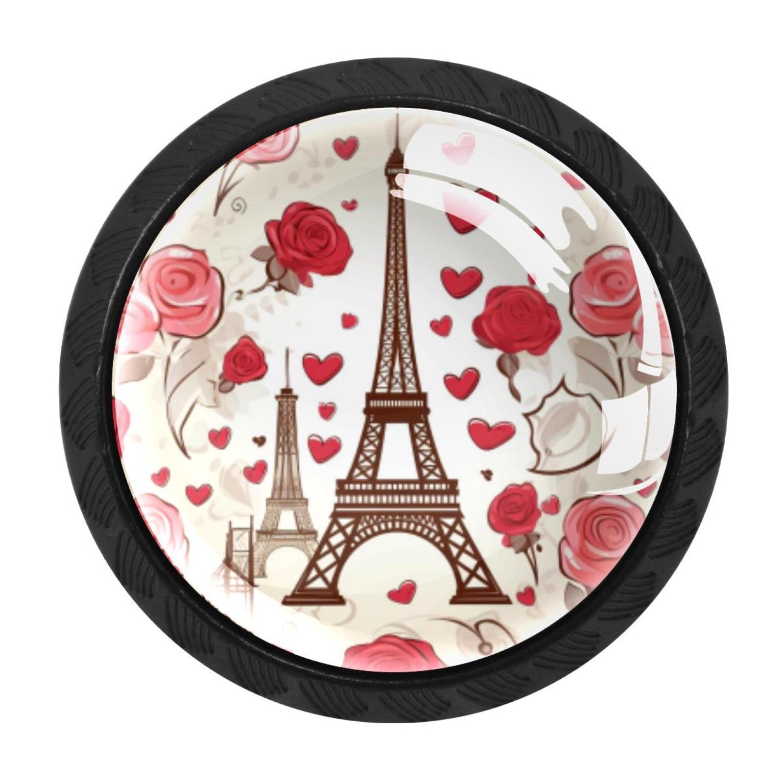 Chenzzzz Multicolored 14 4 Pcs Eiffel Tower Valentine's Day Crystal Glass Cabinet Knob Drawer Pull Handle For Kitchen Cupboard Dresser Wardrobe Etc