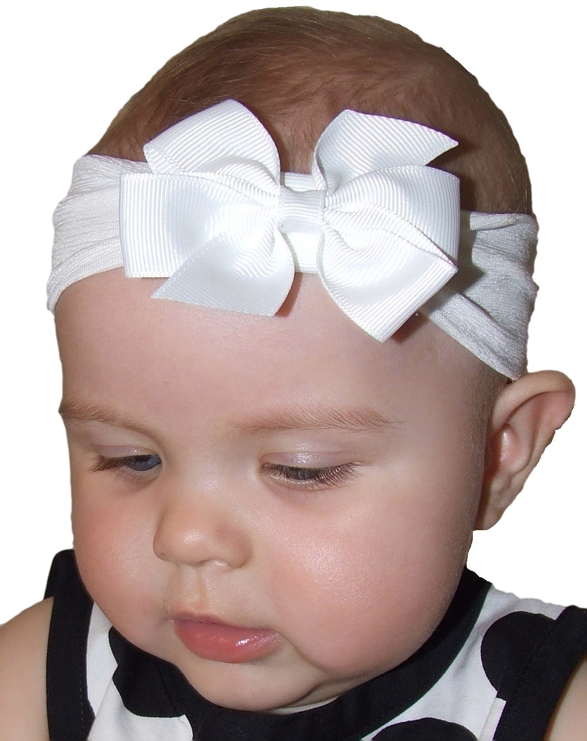 Funny Girl Designs Nylon Baby Bow Headband (Hot Pink)
