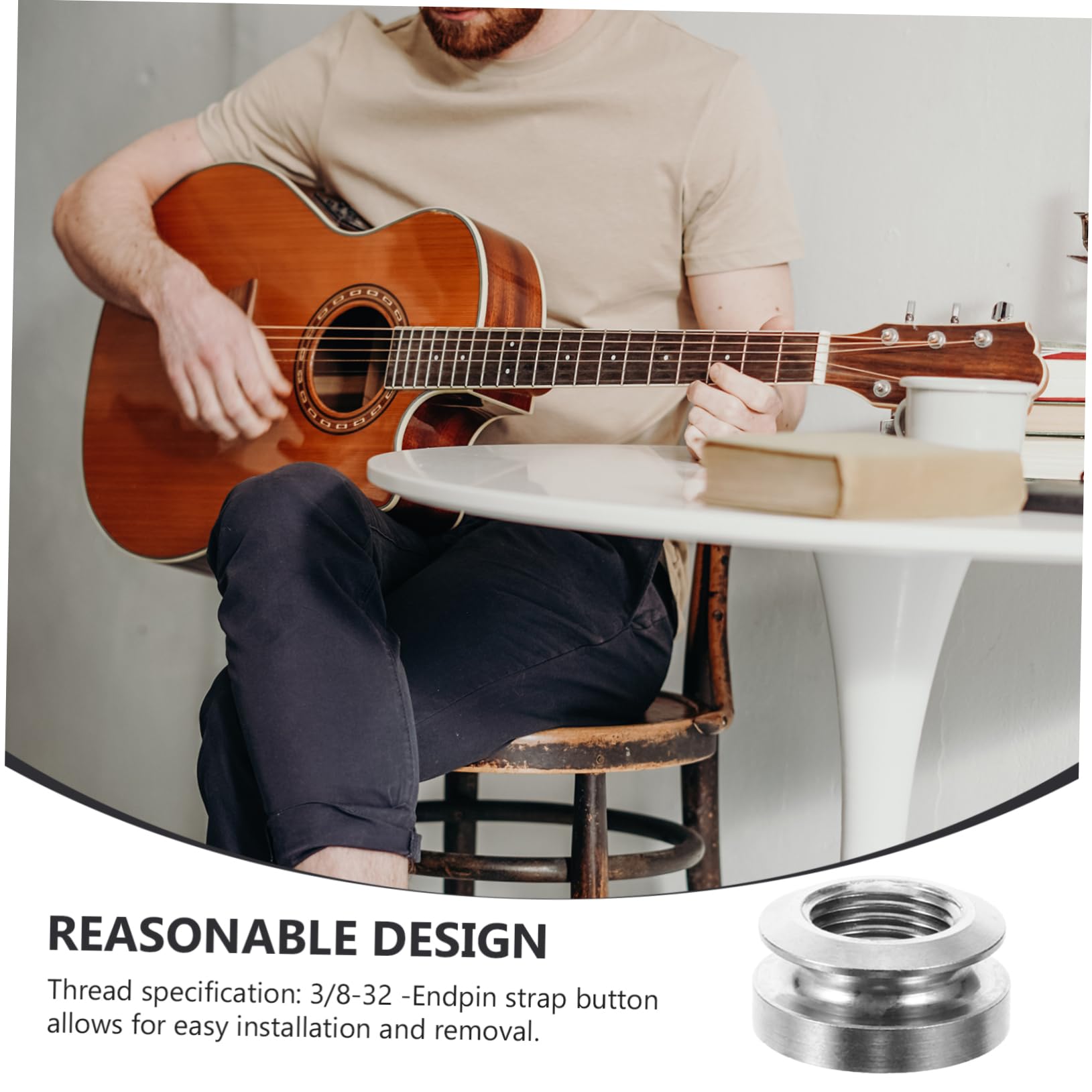 TOYANDONA Acoustic Guitar Endpin Jack Button Tail Pin Cap for Guitar Strap Replacement Jack Strap Button 3/8-32 Thread Size