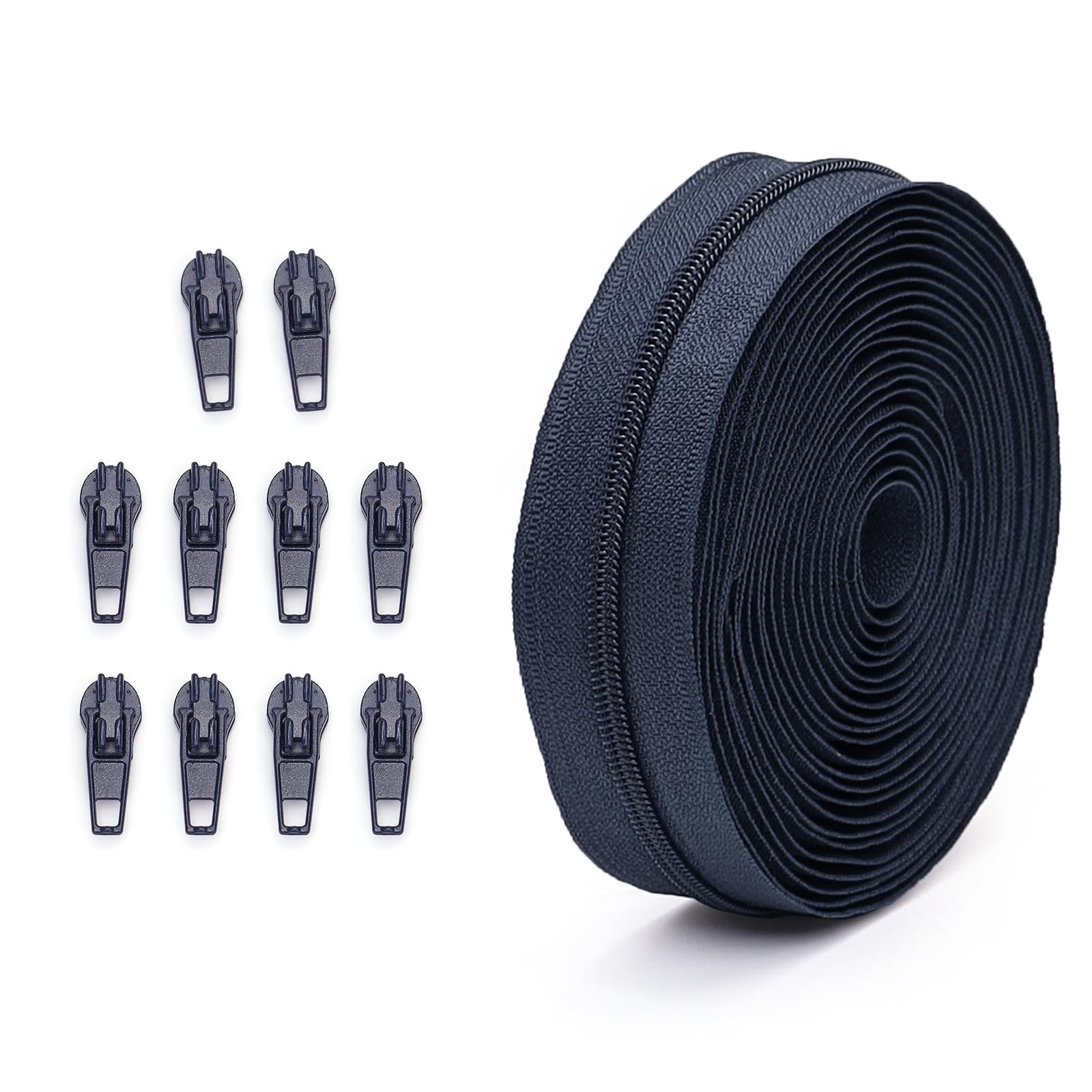 Zippers Repair Kits # 3 Nylon Coil Sewing Zippers Zips Pulls Sliders Sewing Supplies for Tailor Craft Bag
