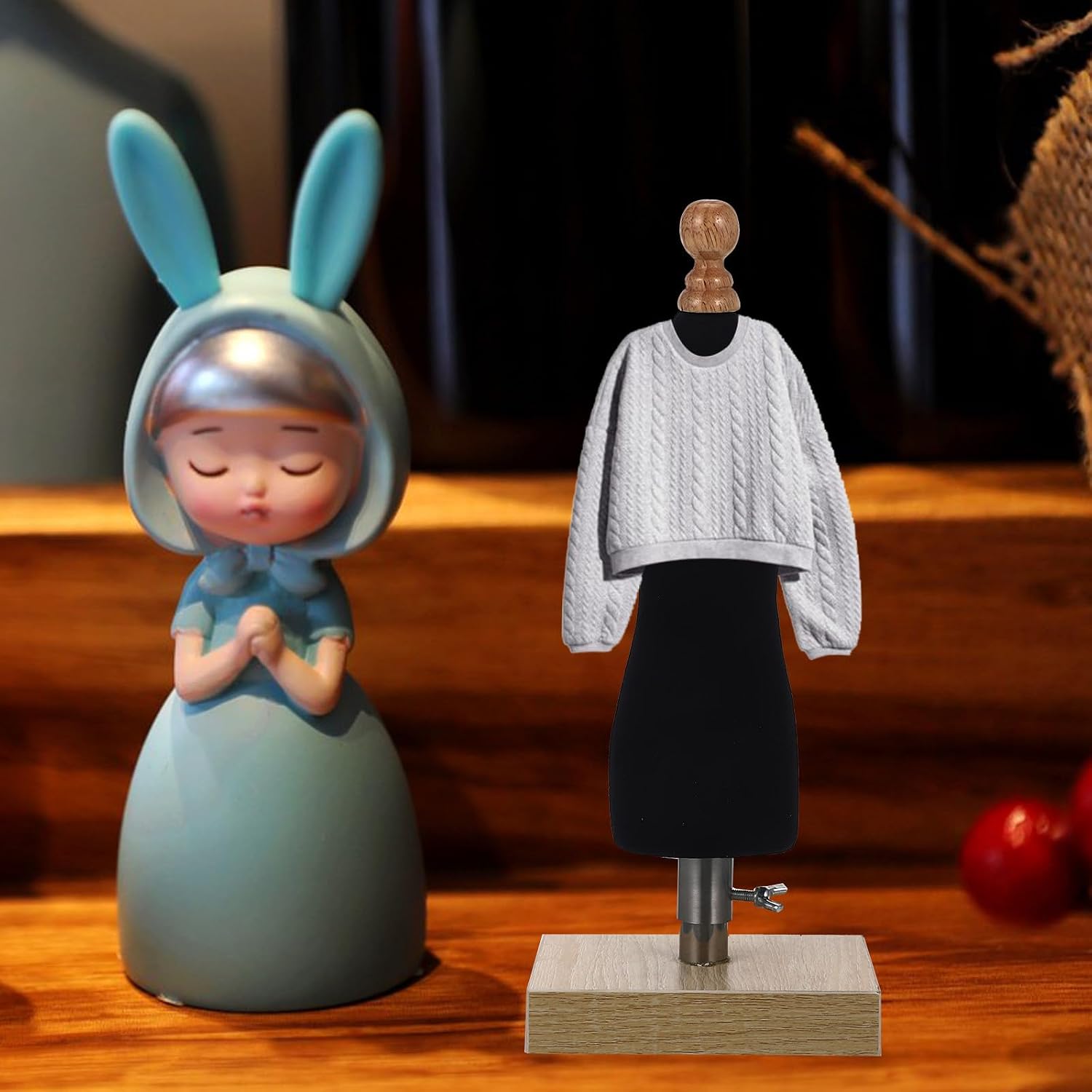 1/4 Scale Female Mannequin Doll Base Black Cotton Dress Form for Teen Girl Sewing Display and Doll House Accessories
