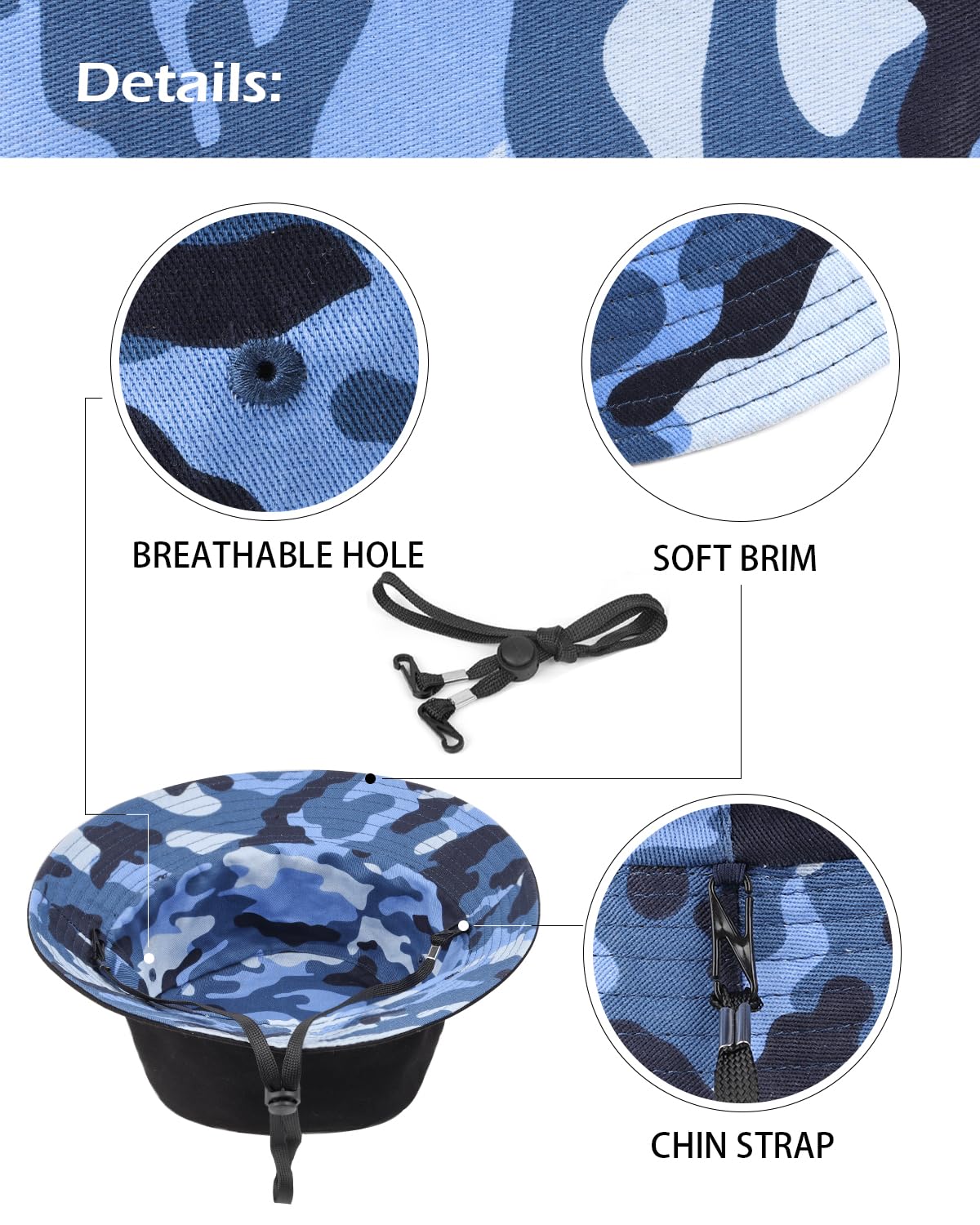 Feng Shui， Sombreros para el Sol L/XL/XX-Large,Sombreros de Pesca Reversibles Grandes,Sombrero de Pescador con protección UV de Doble Cara para Golf, Senderismo al Aire Libre