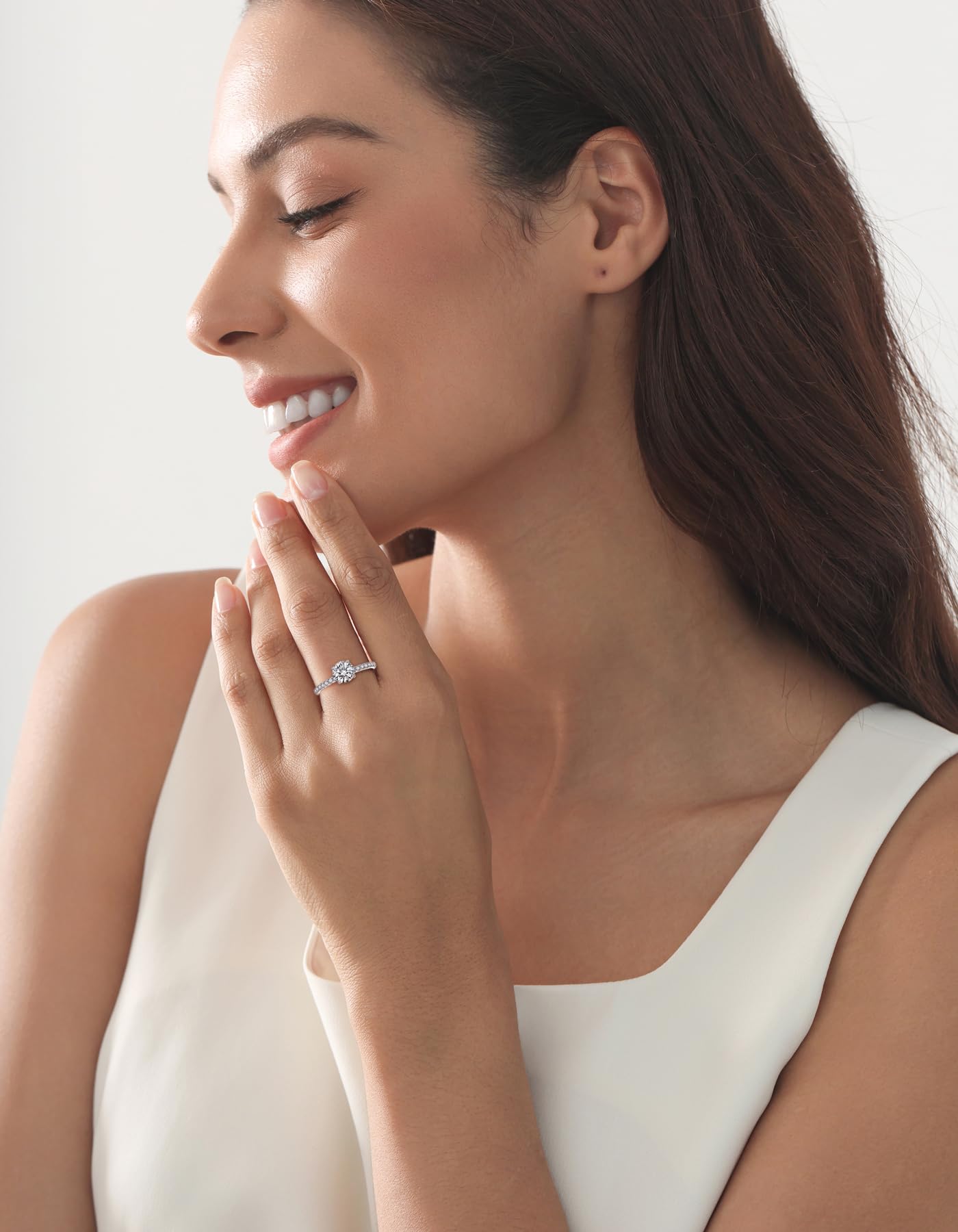YL 1 Karat Moissanite Ring Verlobungsring 925er Sterlingsilber Rundschliff Moissanit Farbe D VVS1 Schmuck Geschenke für Damen