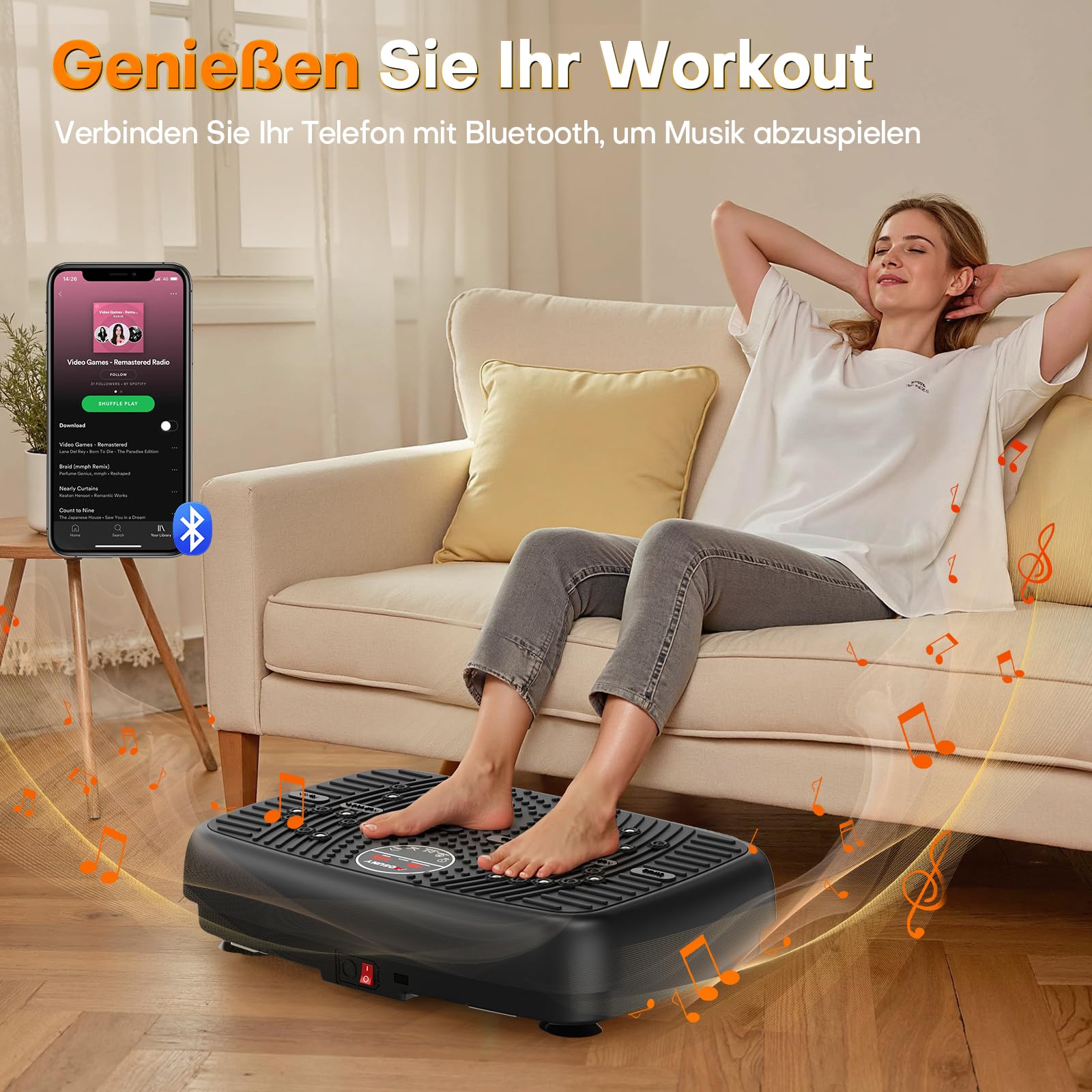 Vibrationsplatte, 2026 Verbesserte Vibrationsplatte mit Doppelmotoren für Abnehmen, Ganzkörpertraining, Muskelaufbau - Massagegerät, 450 LBS Kapazität Vibration Plate für Home Workout