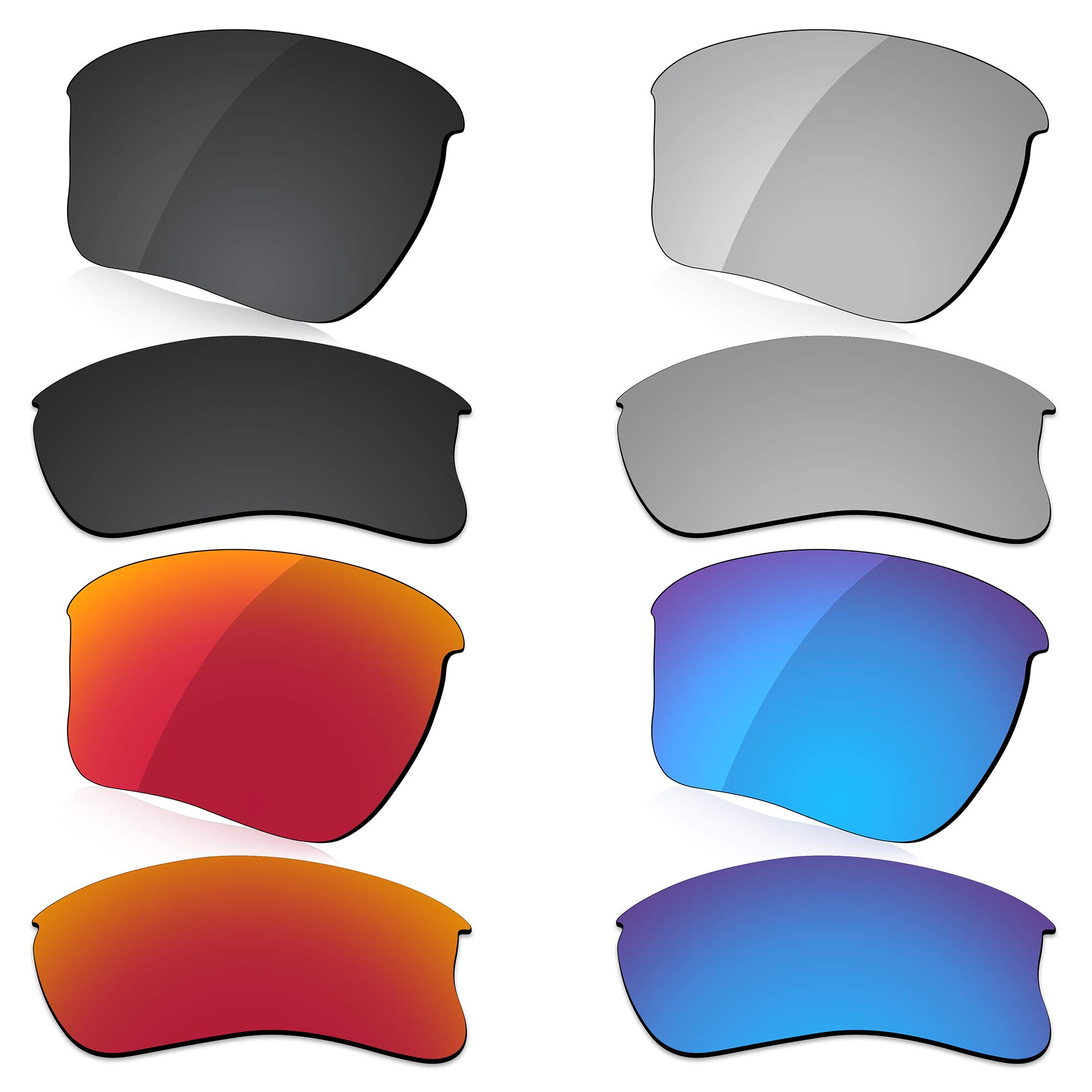 Lenzreborn Men's Dark Black + Silver Grey + Fire Red + Ice Blue Polarized Lens Replacet For Oakley Flak Jacket Xlj Sunglass - Dark Black+Silver Grey+Fire Red+Ice Blue