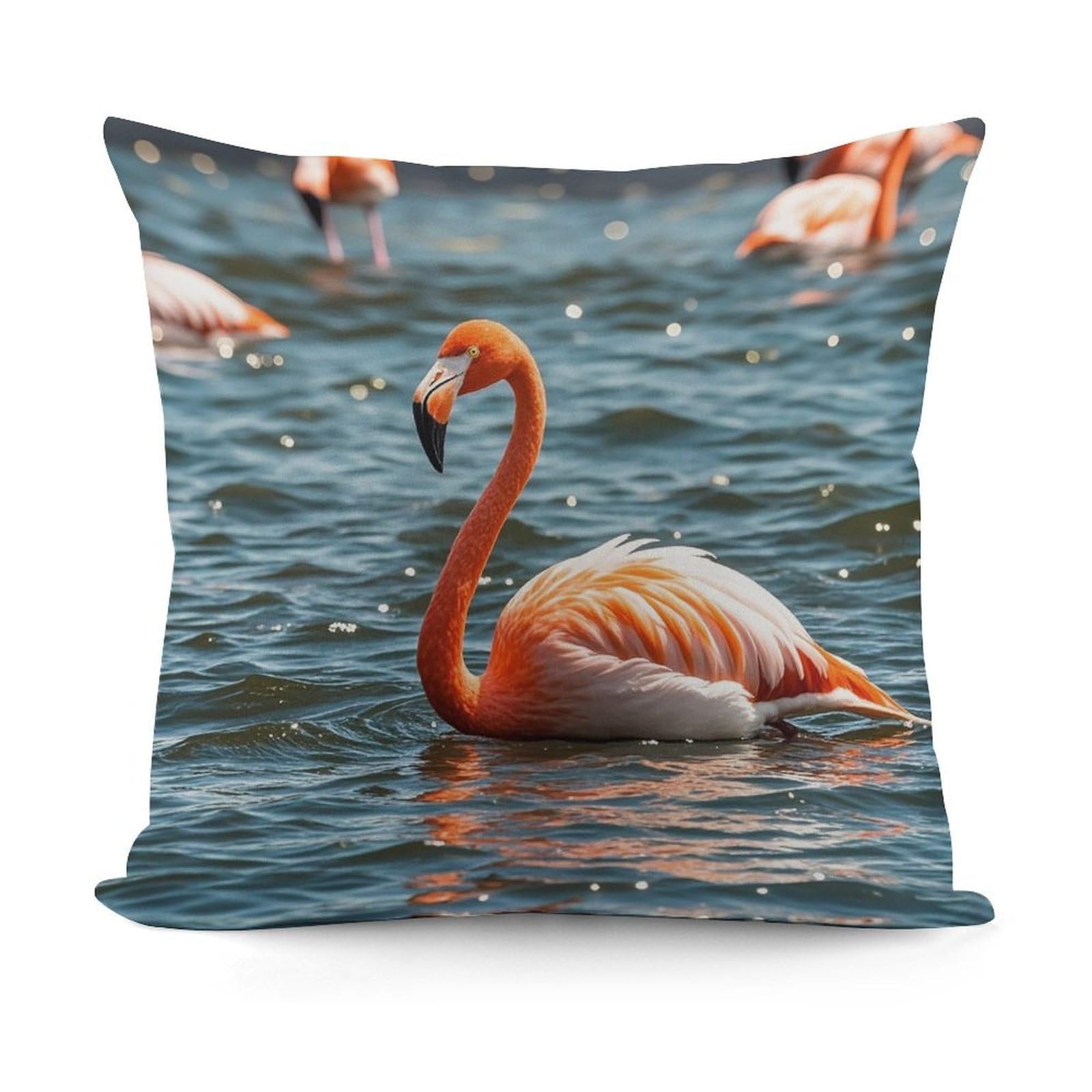 LZQPOEAS Flamingo Throw Pillow Cover 18x18 in Breathable Square Pillow Case Cozy Soft Pillowcase Protector Fashion Modern Couch Cushion Case for Living Room Bed Sofa Decor
