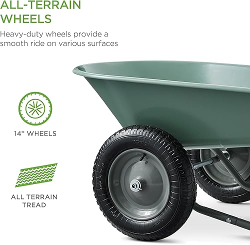 Vista 26 de Best Choice Products carretilla de jardín para hogar con doble rueda