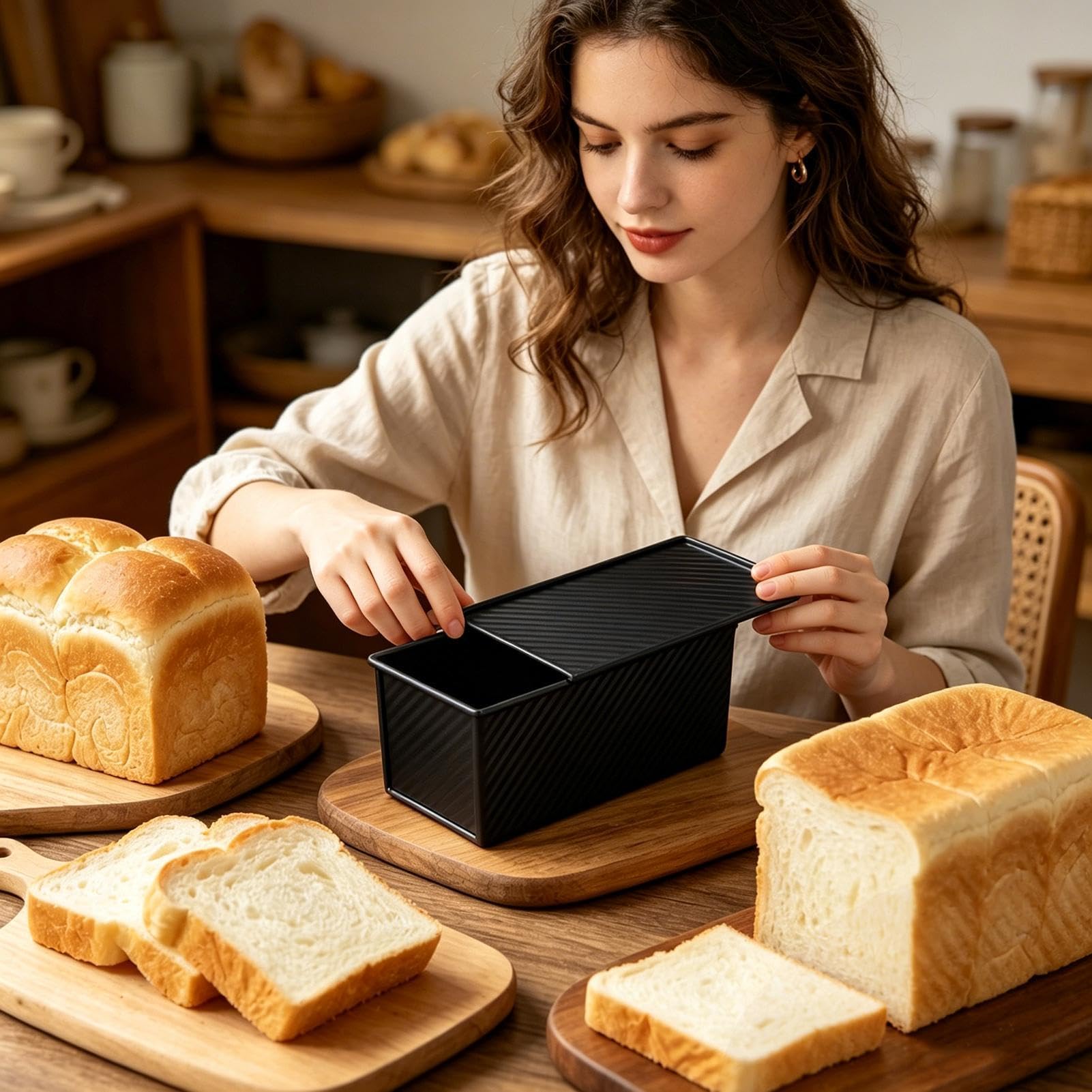 Generico Teglia Per Pane Con Coperchio, Design A Rilascio Facile, 32x12x11 Cm, Stampo Per Pane, Teglia Per In Acciaio Al Carbonio, Uso Multiuso, Per Cucina Domestica Ristorante Panetteria