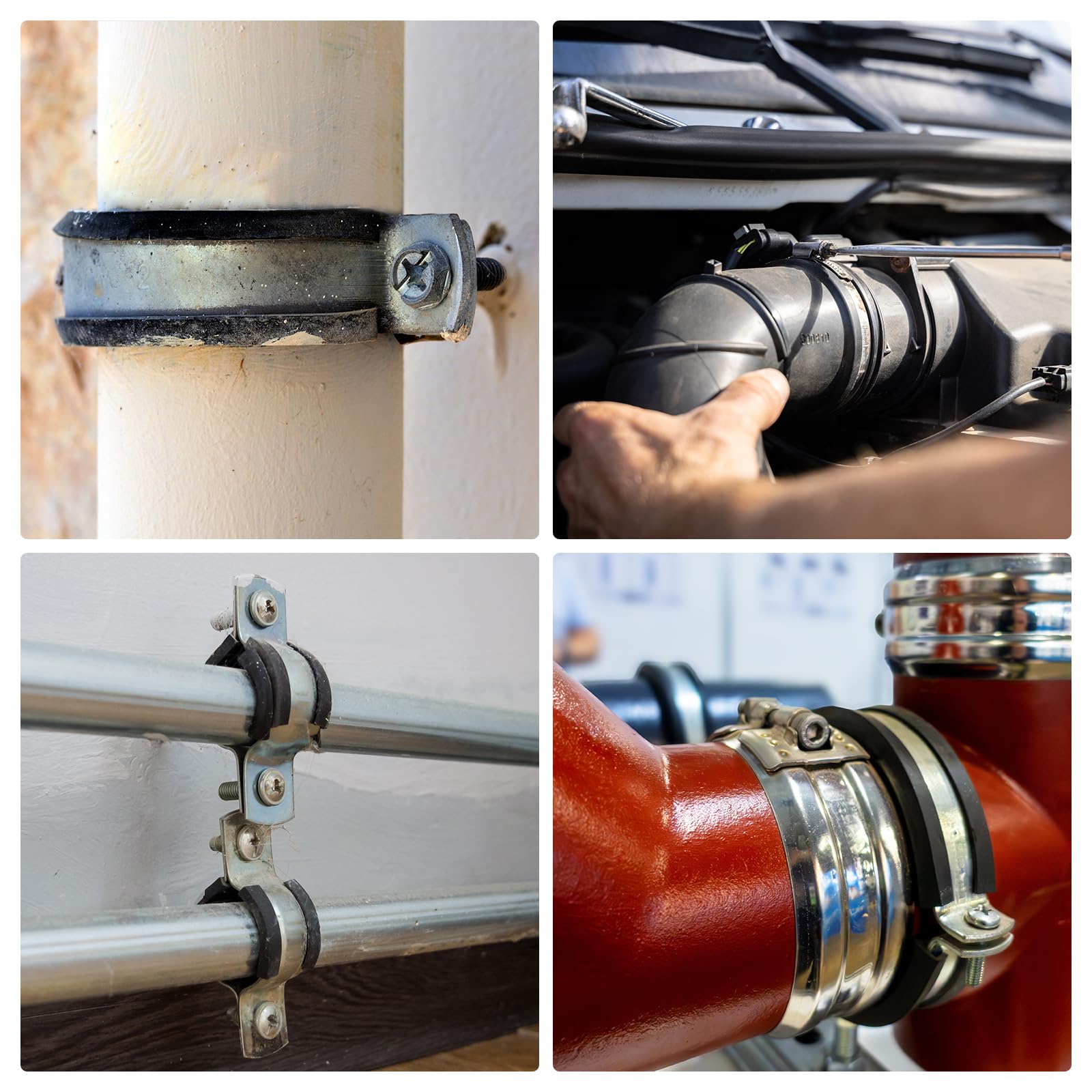 QUARKZMAN 100Pezzi Fascette In Acciaio Inox 304 3/4 Di Pollice Con Cuscinetto In Gomma Isolato Fascette Ad Anello Metallico Per Installazione Di Tubi Cavi Fili E Cavi