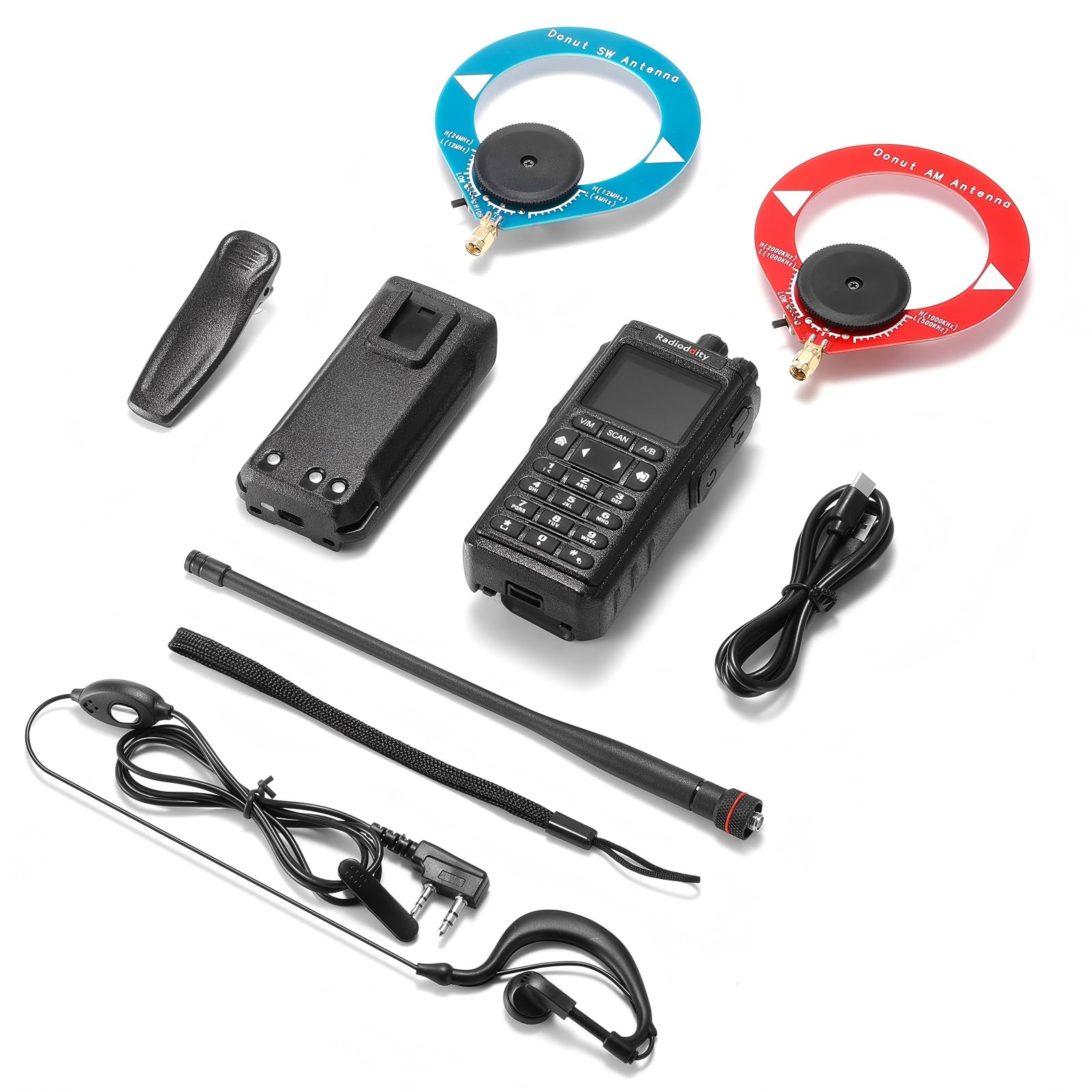 Radioddity GS-10B Pro Ricetrasmettitore Radioamatore, 8W Dual Band, Spettro in Tempo Reale, Ricevitore HF SSB CW Banda Aerea, App Prog, 999 CH, Antenne Donut SW/MW, HT Portatile per POTA & Field Day