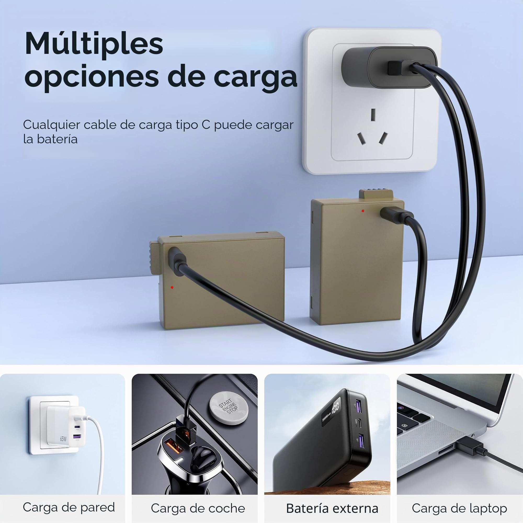 LP-E8 - Batería de Repuesto para cámara Digital Canon EOS Rebel T2i, T3i, T4i, T5i, 550D, 600D, 650D, 650D, 700D, Kiss X4, X5, X6, LC-E8E, Color Negro