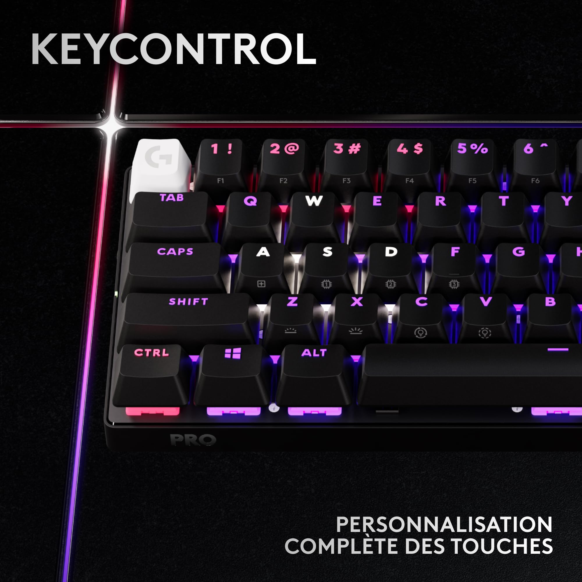 Logitech G Pro X 60 Lightspeed, Clavier Gaming sans Fil, mécanique Compact TKL 60 pour Cent, LIGHTSYNC RVB, Touches en PBT Double Couche, switchs tactiles GX optiques, Windows PC, AZERTY FR - Noir