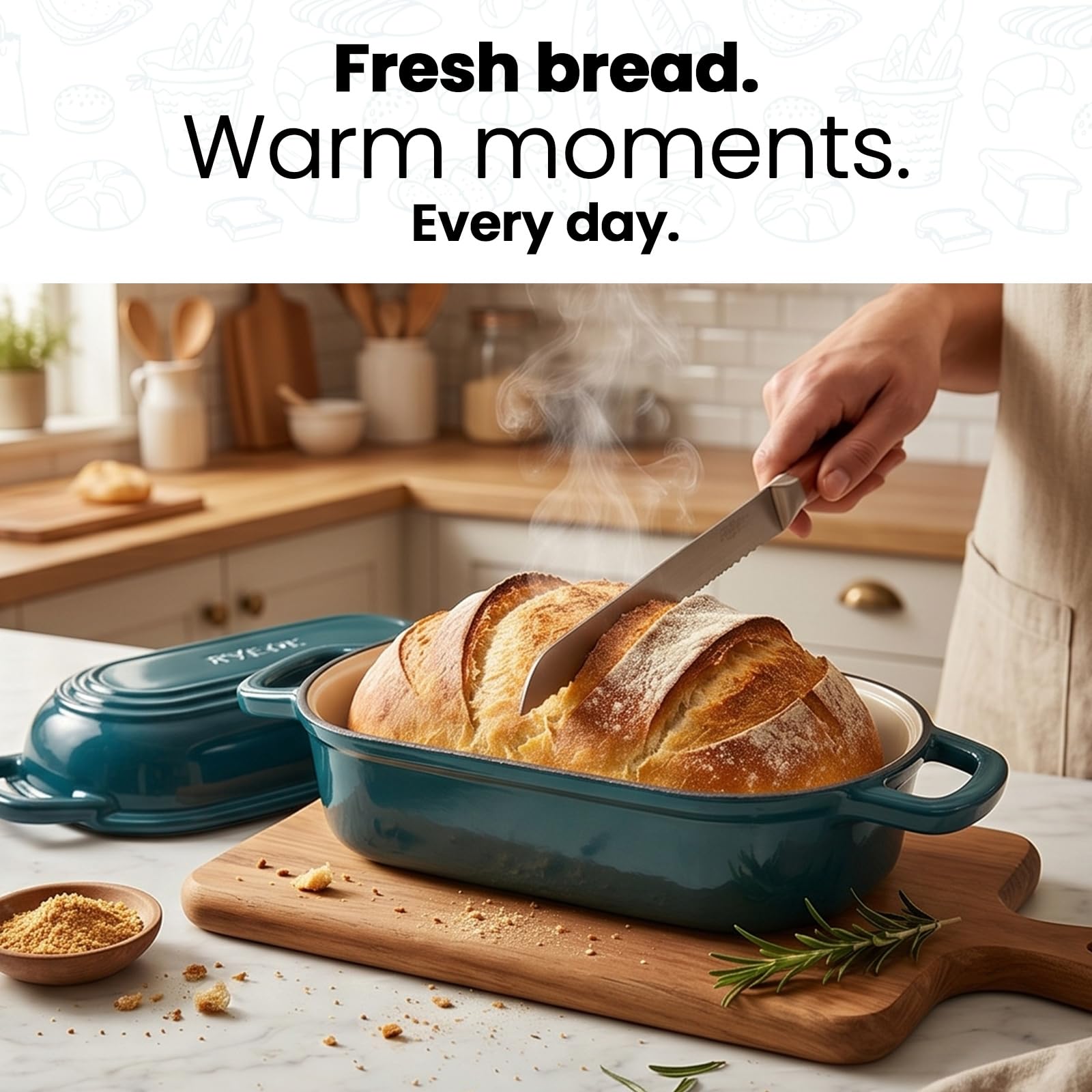 Oval Dutch Oven for Bread Baking - Teal -3 Oval Dutch Oven for Bread Baking - Teal -3