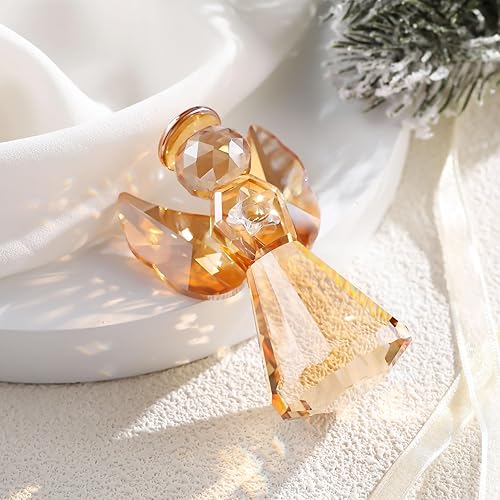 Miniatura 5 de YWHL Figura de ángel guardián de cristal champán, estatua de ángel hecha a mano, regalos para mujeres, figuras coleccionables artísticas decorativas