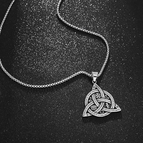 Miniatura 3 de NIGHTCRUZ Collar de nudo de bruja Colgante triquetra de triple diosa Collar de nudo de trinidad cristiana irlandesa