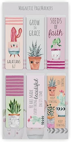 Christian Art Gifts - Conjunto de marcapáginas magnéticos de las Sagradas Escrituras para mujer Grow in Grace, 6 unidades con versículos bíblicos