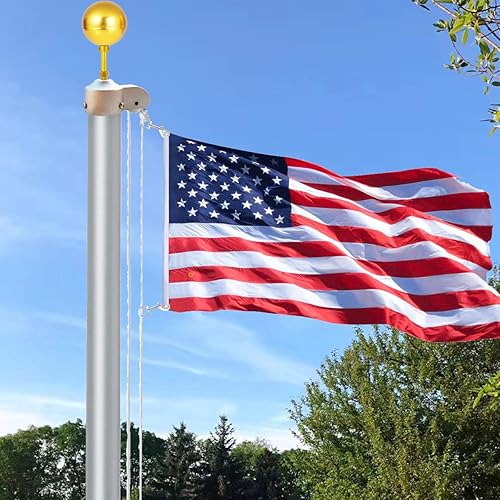 Miniatura 6 de EKEV Kit de reparación de piezas de hardware para mástil de bandera, bola dorada de 3 pulgadas + cuerda de halyard de 50 pies + gancho para tacos de