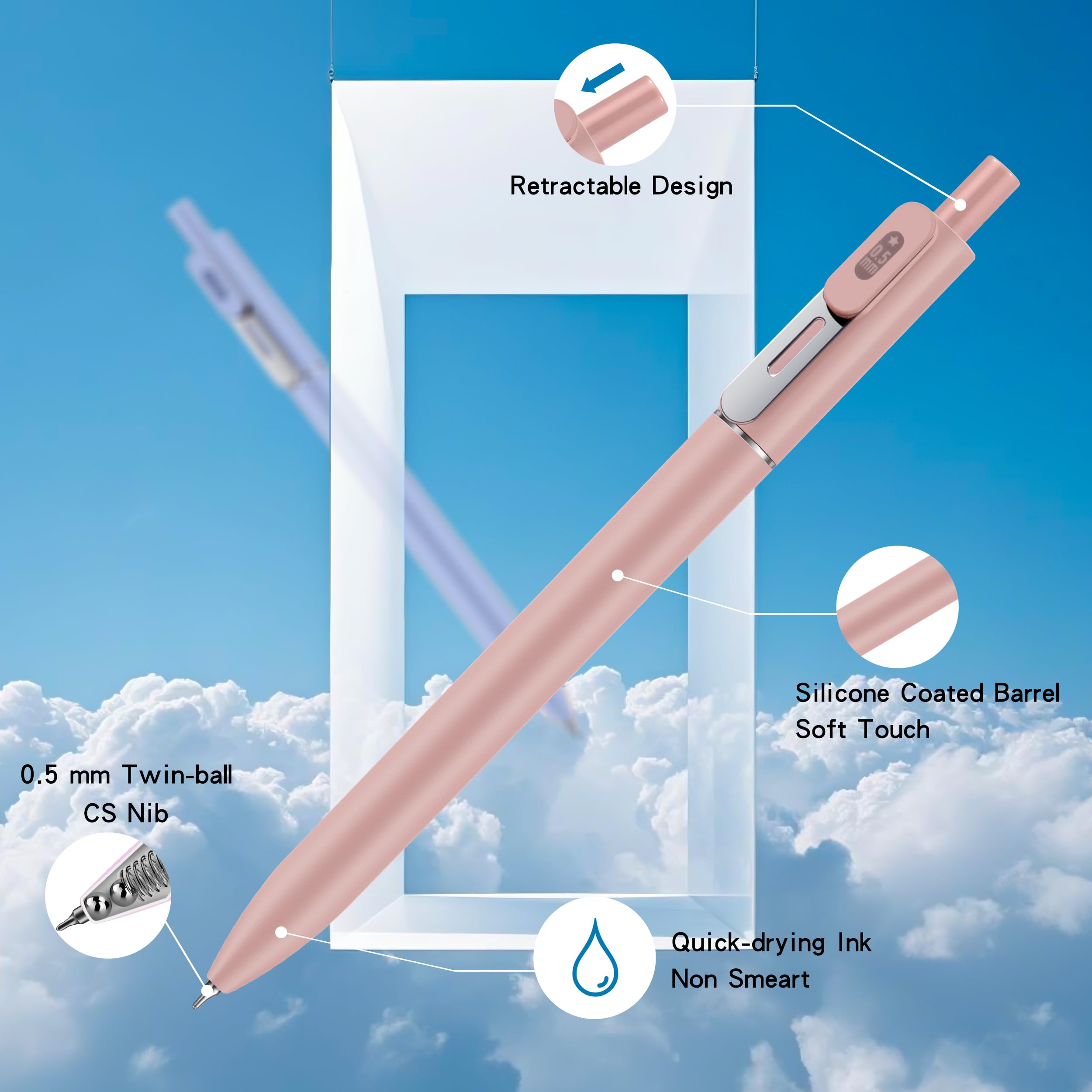 Gel Pens, Black Ink Pens Fine Point Smooth Writing Pens 0.5mm - Image 2