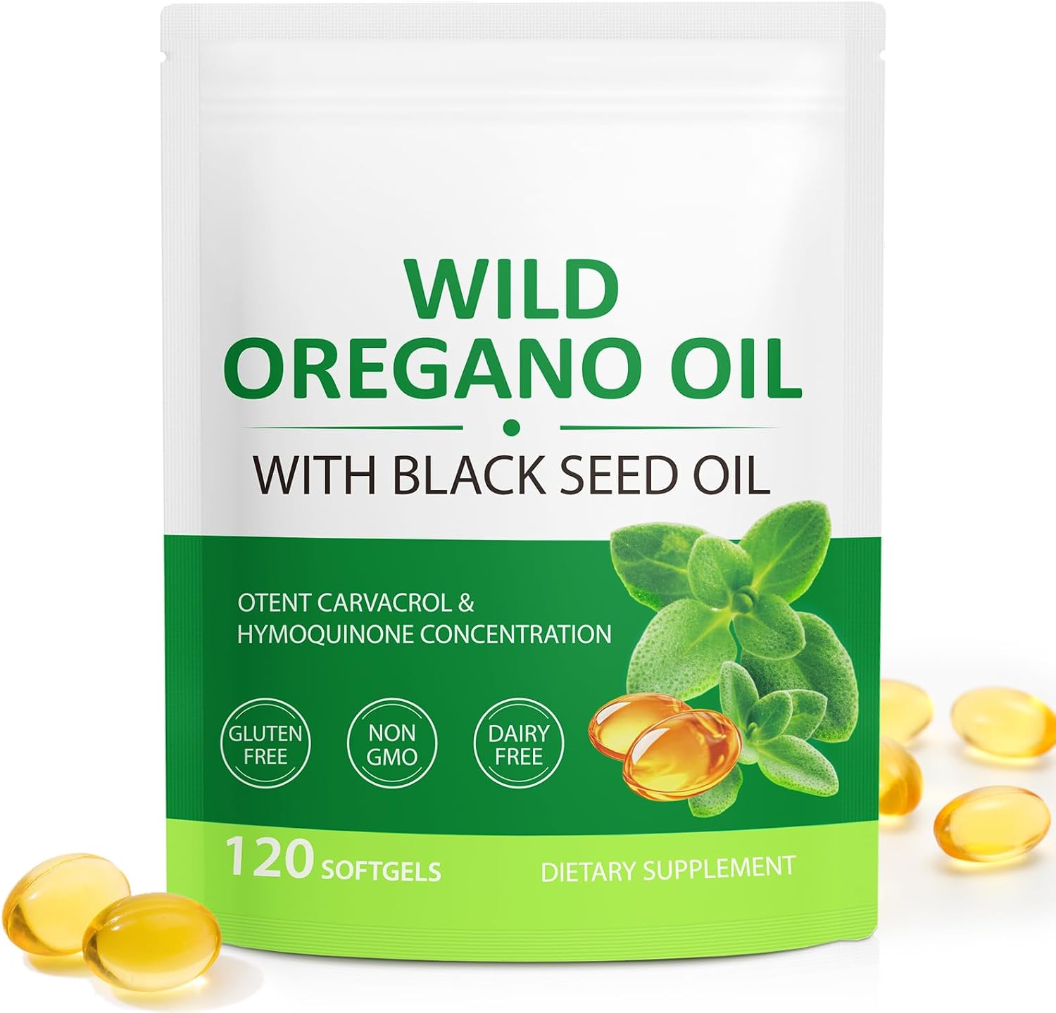Oil of Oregano with Black Seed Oil, Oil of Oregano Capsules 6000mg, 2 in 1 Formulated with Black Seed Oil 200mg, High Carvacrol & Thymoquinone for Immune Support, Non-GMO, Gluten-Free(120 Count)