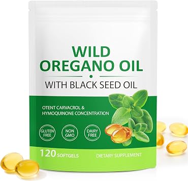 Oil of Oregano with Black Seed Oil, Oil of Oregano Capsules 6000mg, 2 in 1 Formulated with Black Seed Oil 200mg, High Carvacrol & Thymoquinone for Immune Support, Non-GMO, Gluten-Free120 Count